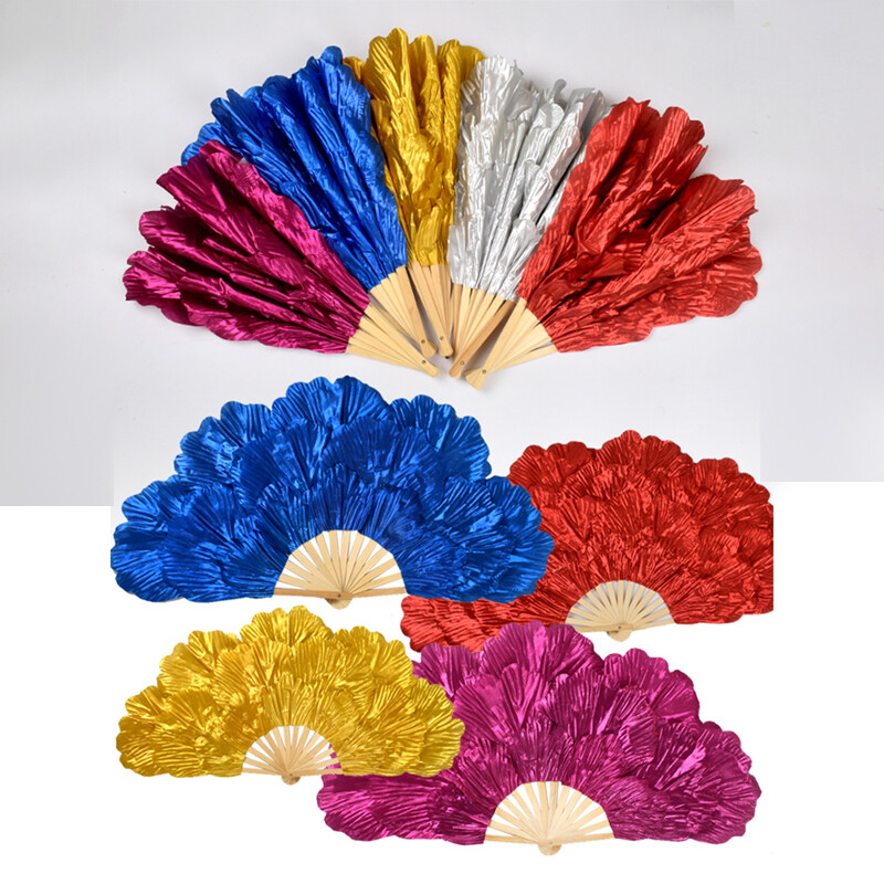 Women Dancing Peony Hand Fan Showgirl Decor Folding Dance Prop Left/Right Hand