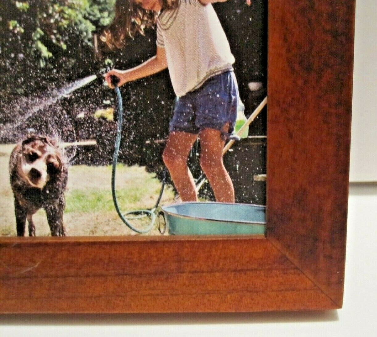 3X3 Walnut Wood Picture Photo Frame With Burlap Mat 2×2