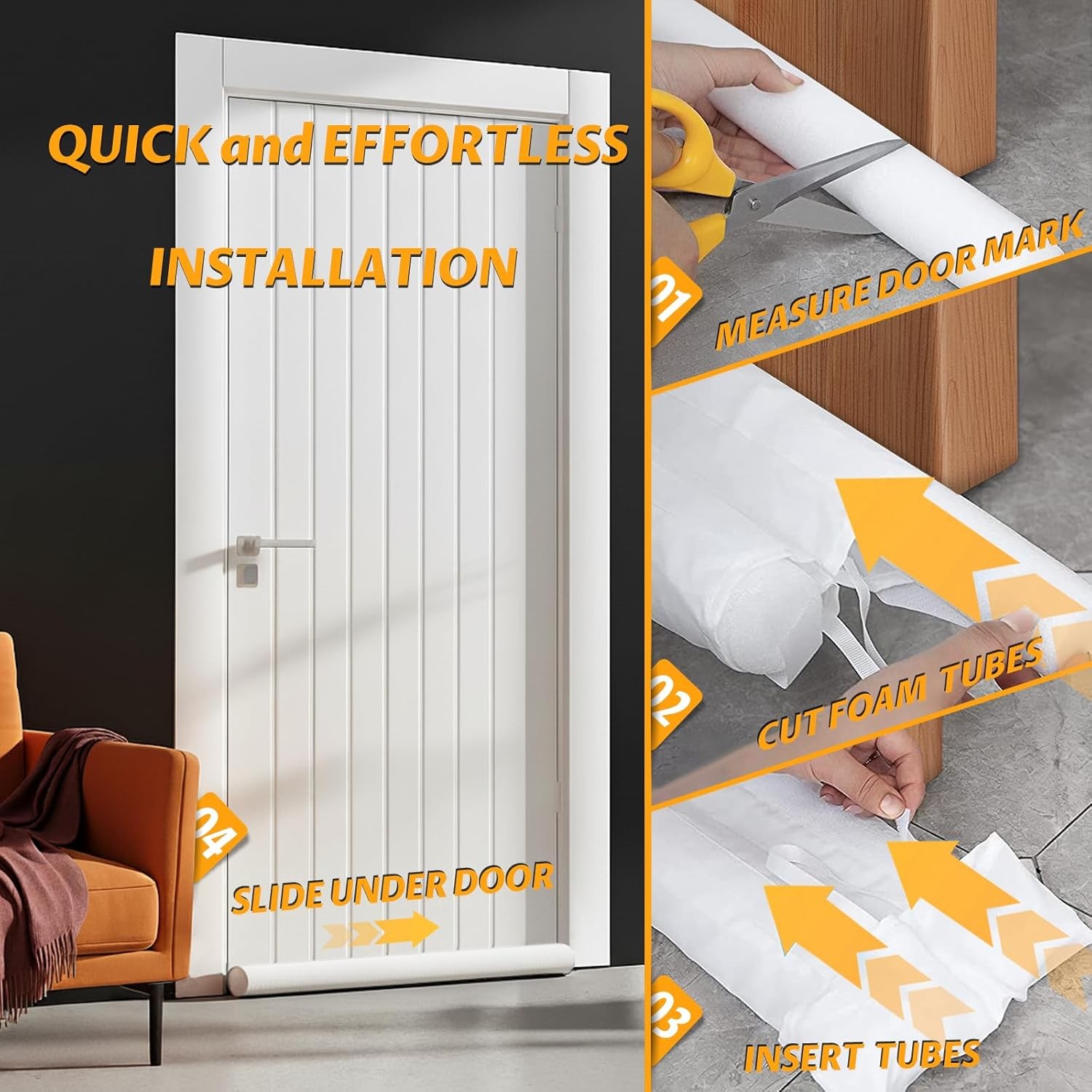 MAXTID Large Door Draft Stopper 30 Inch for Small Size Bedroom Door Fits 0.5 to