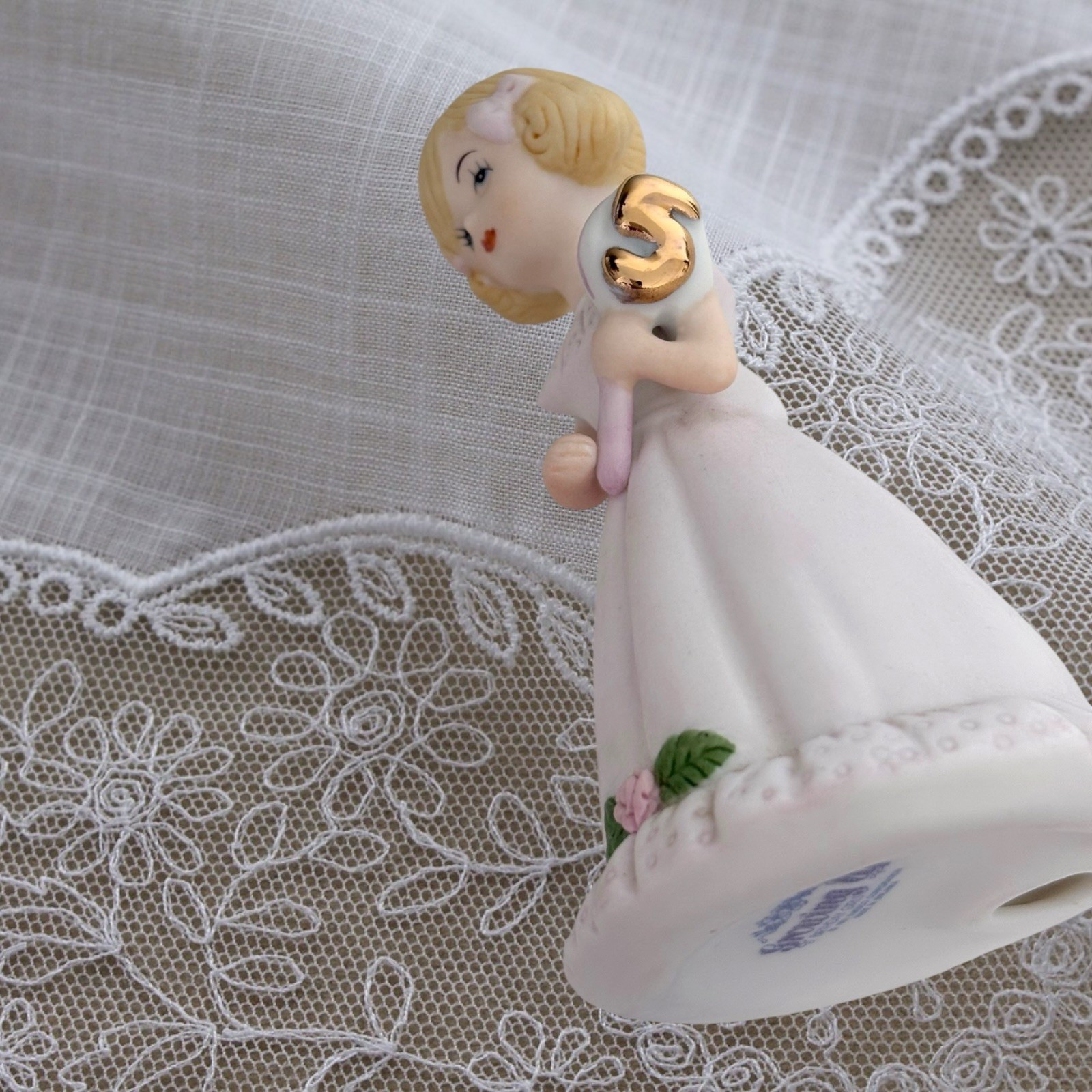 Vintage Enesco Growing Up Birthday Girl Figurine Age 5 Blonde Girl 1981