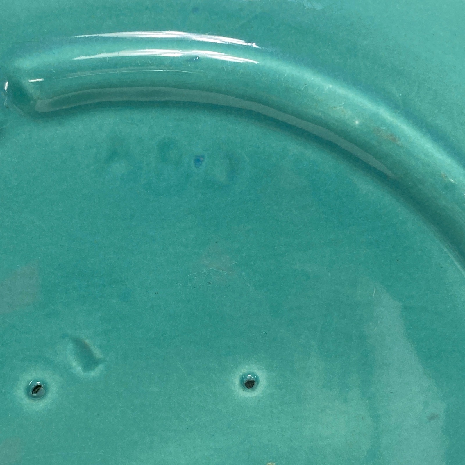 MCM Fenton Art Glass? Teal Ceramic Trinket Serving Dish Planter Vintage Retro