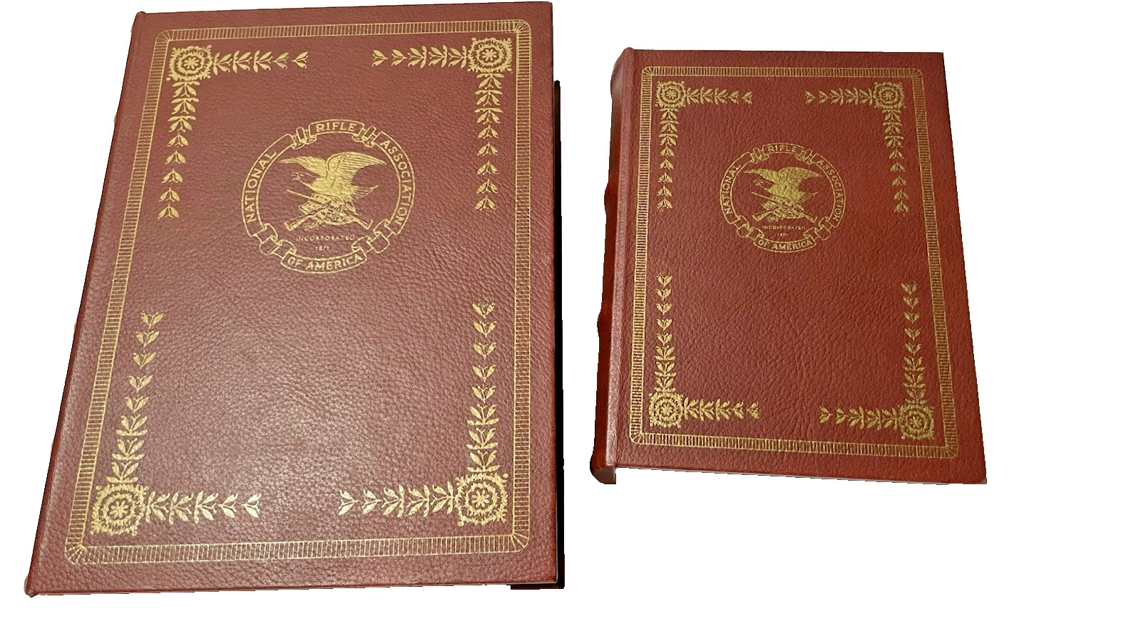 2 Decorative Faux Book Storage Boxes Wood Felt Lined Hollow NATIONAL RIFLE ASSOC