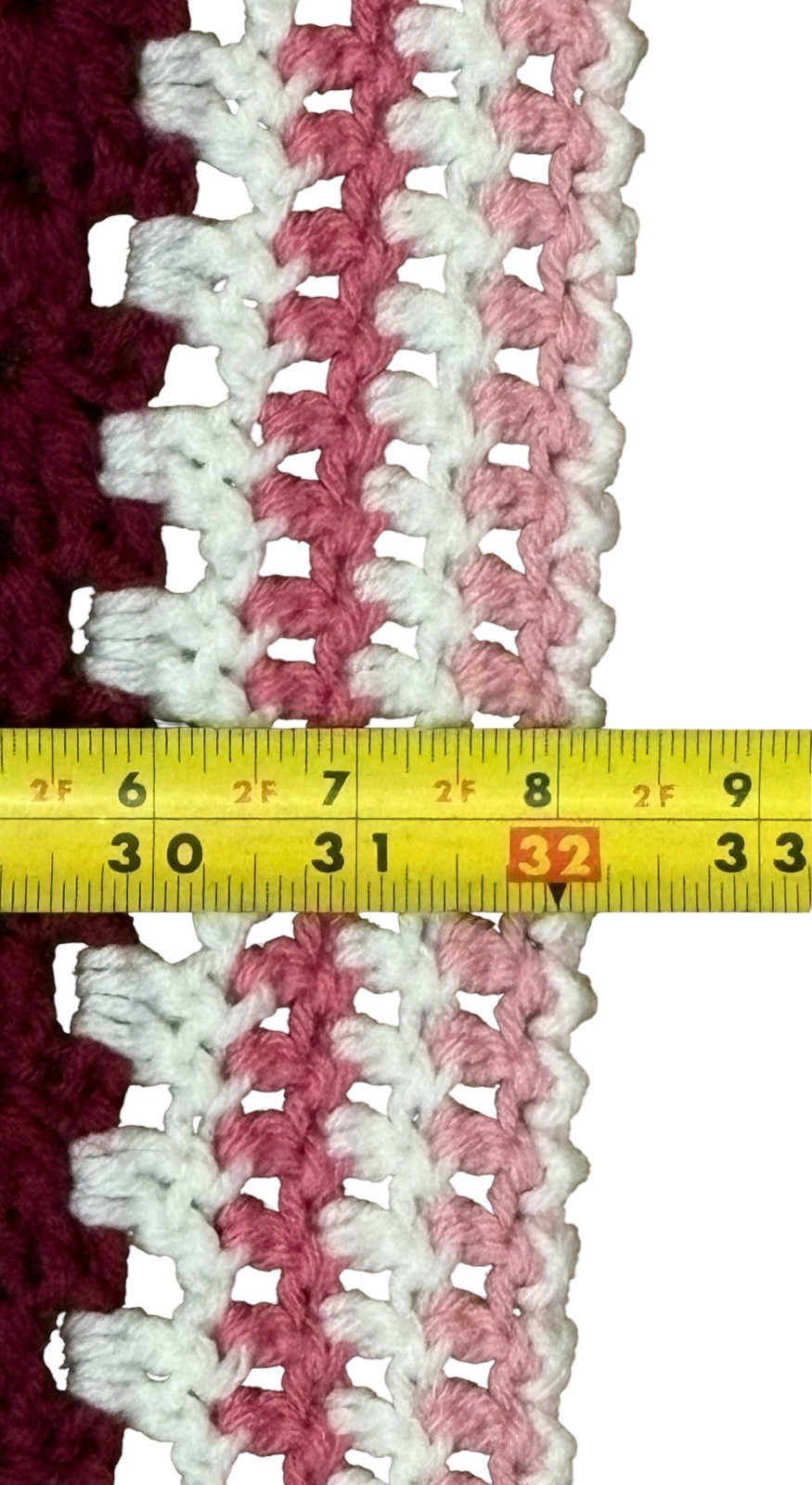 Crochet Throw Blanket Afghan Pink Purple Baby Crib 32”x 72” Rectangular