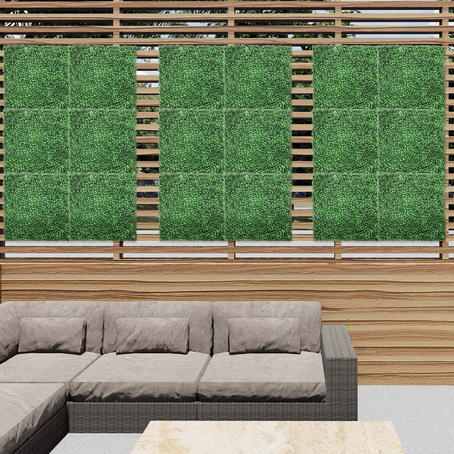 20in Artificial Faux Boxwood Plant Leaf Fence Panel Wall Home Decor Grass Mat
