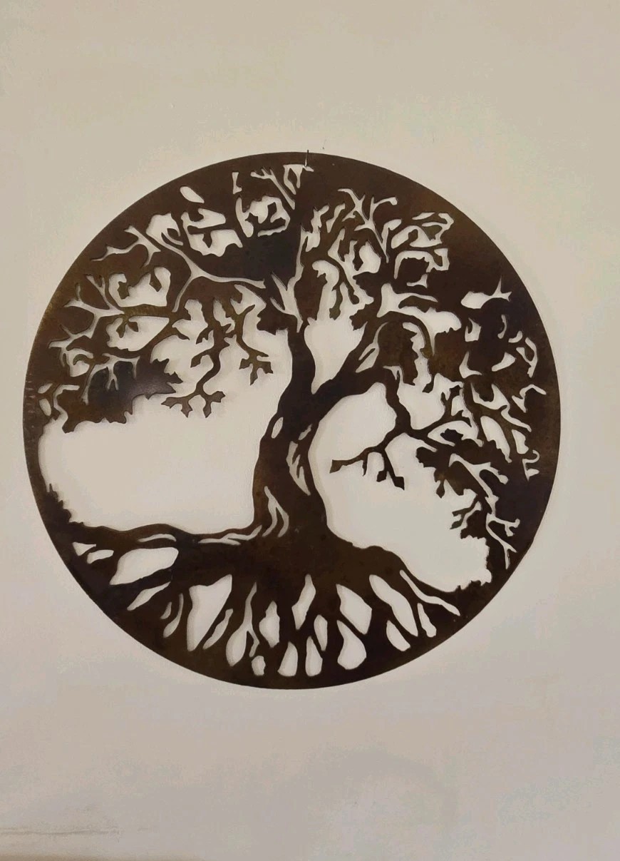 Large 24″ Torch Cut Tree of Life Metal Sign Wall Art Decor Round Family Symbol