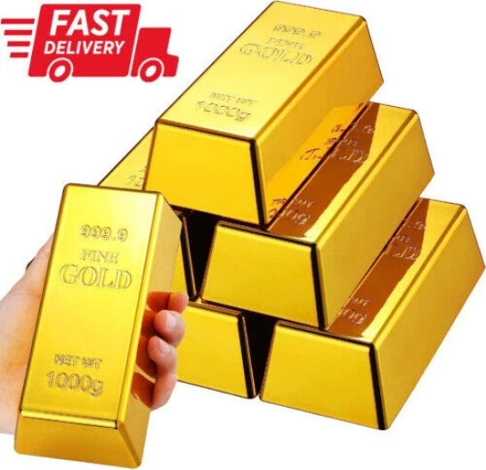 1-10*Gold Bar Door Stopper Brick Fake Golden Bullion Real Look No Slip Soft Stop