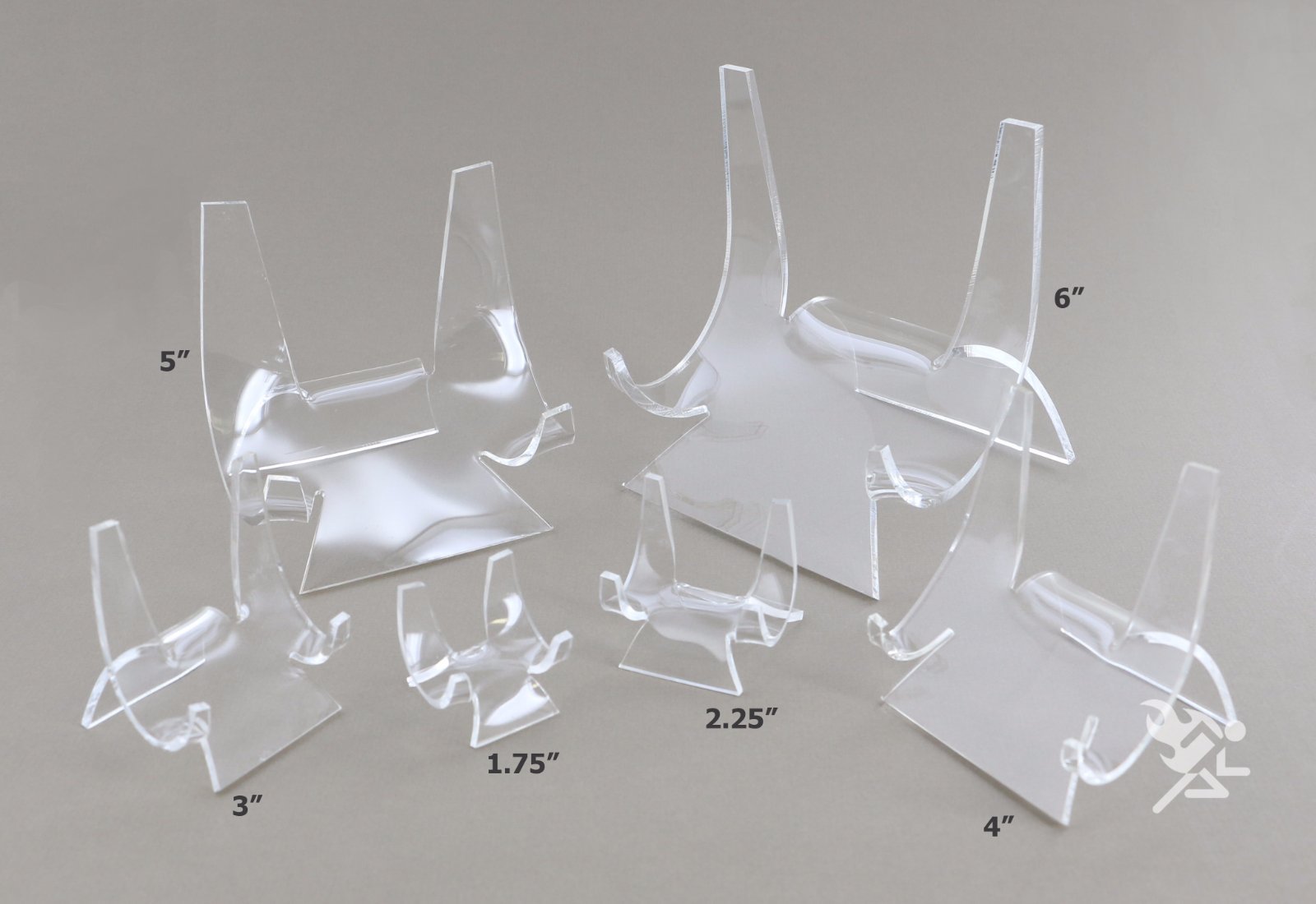 Clear Acrylic Easel Display Stands for 6″ to 9″ Plates (4″ High) Qty: 3