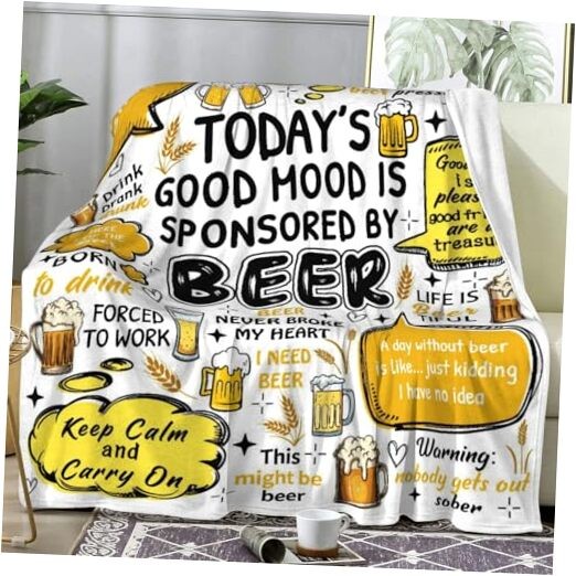 Blanket Gifts for Men Women Dad Adults Funny Flannel Cheer Plush 50″x40″ Beer