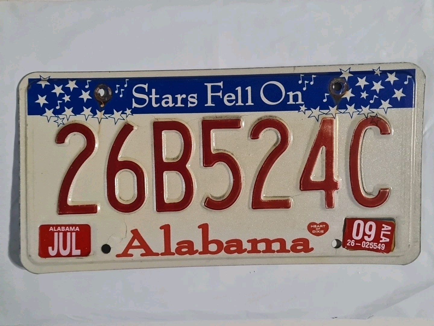 Alabama License Plate 2009 26B524C
