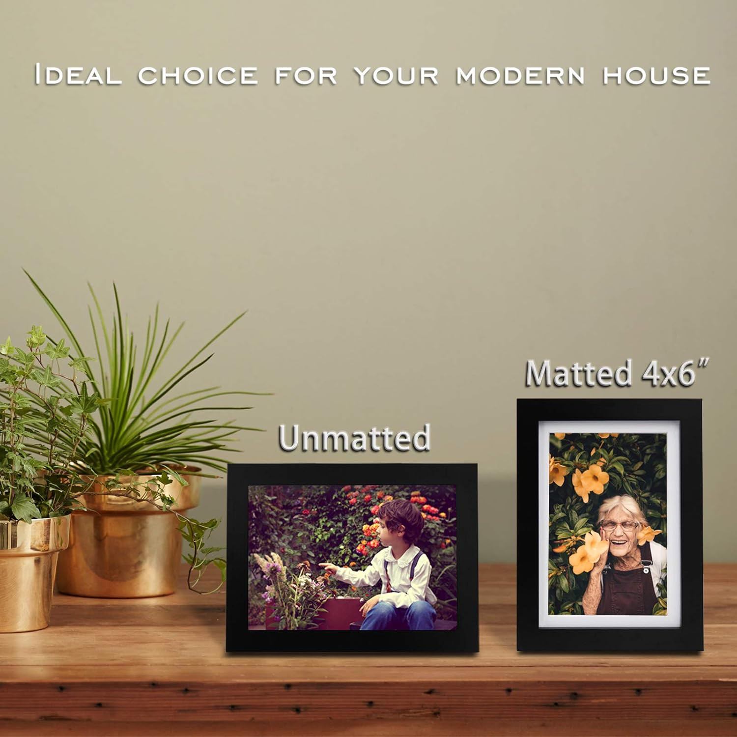 Black Solid Wood Picture Frames 4 PCS – 11×14 & 5×7 for Table or Wall Display