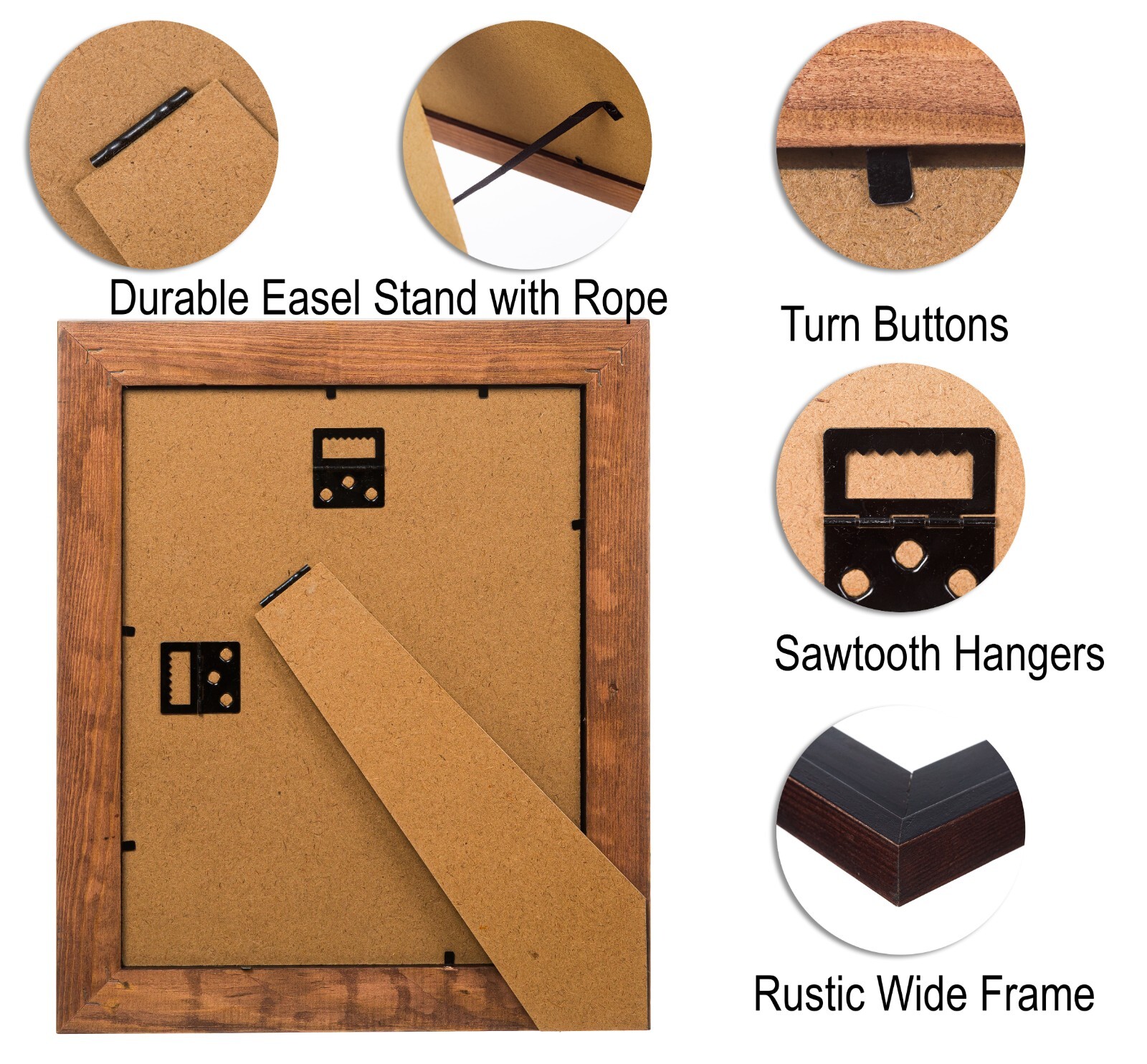 Rustic Solid Wood Picture Frame – Natural Wooden Wall & Tabletop Photo Frames