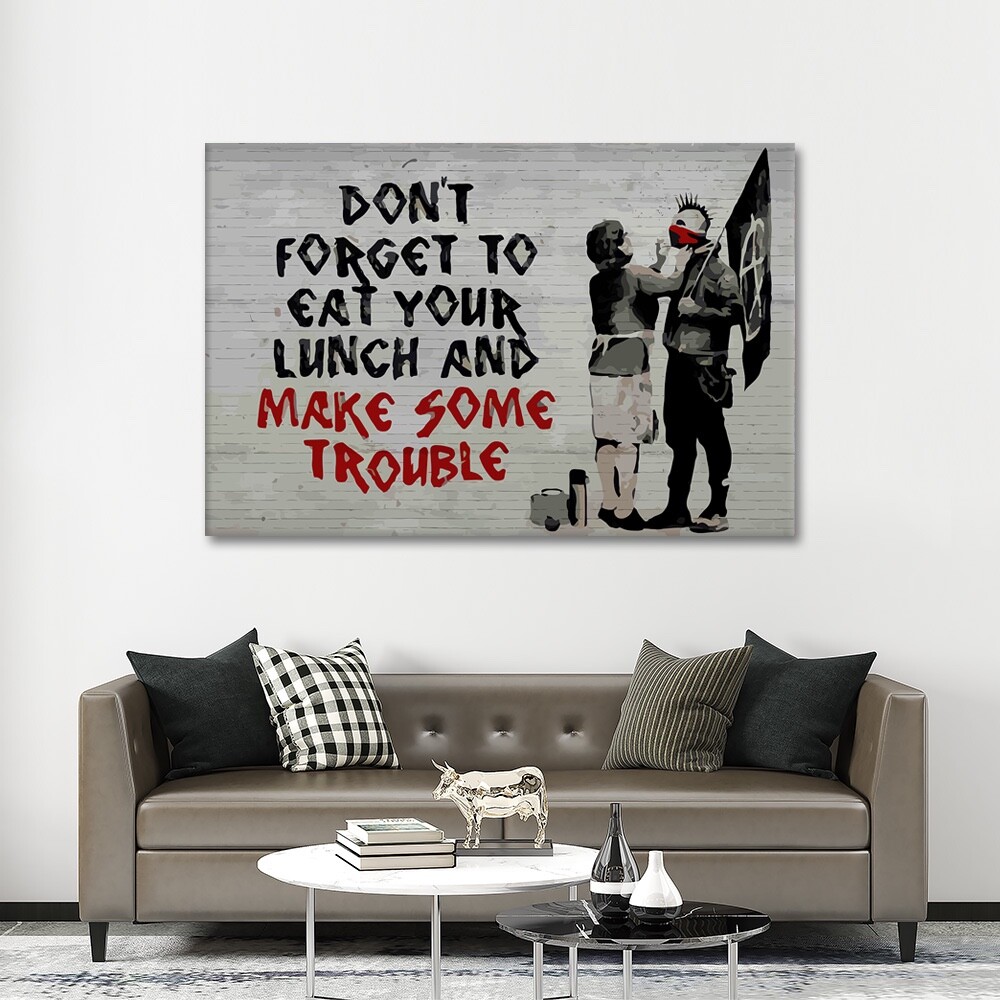 BANKSY Canvas Wall Art “Don’t Forget To Eat Your Lunch” Framed Artwork Prints