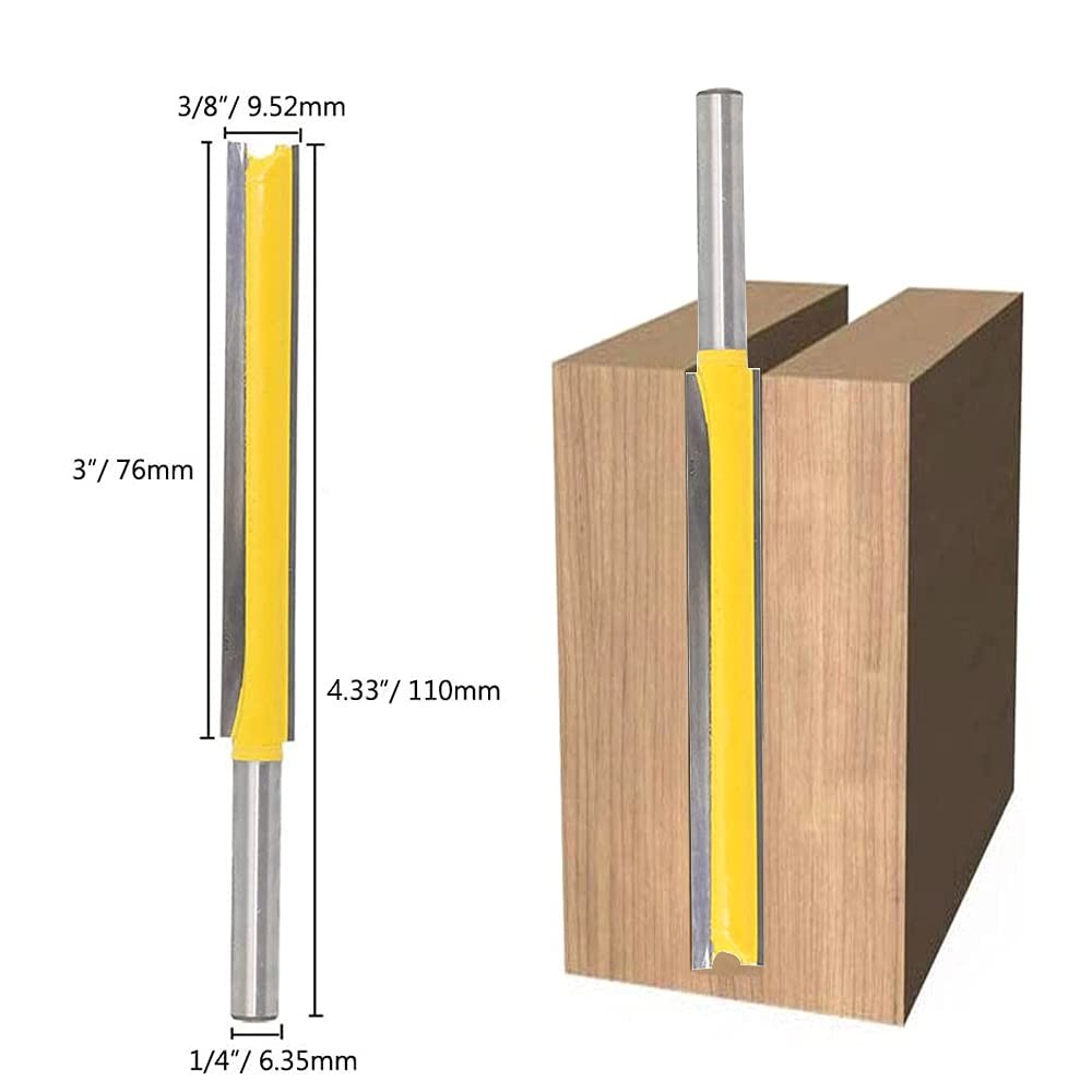 Extra Long Straight Router Bit Set 1/4 Shank 2 3 Inch Cutting