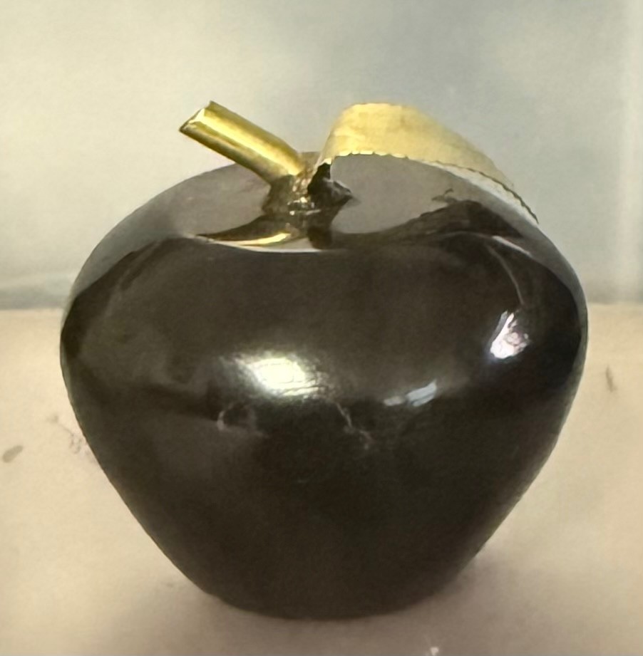 Glazed Ceramic Black Apple Figural Fruit Decorative Paper Weight 1.5″x1.5″