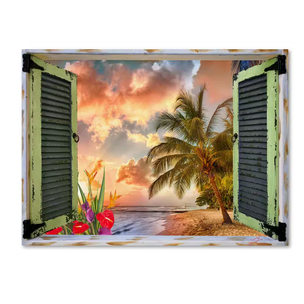 24 In. X 32 In. “Tropical Window to Paradise IV” by Leo Kelly Printed Canvas Wal