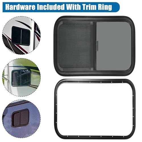 Horizontal RV Windows- 24″ W x 20″ H – Tinted Sliding RV Window with Net