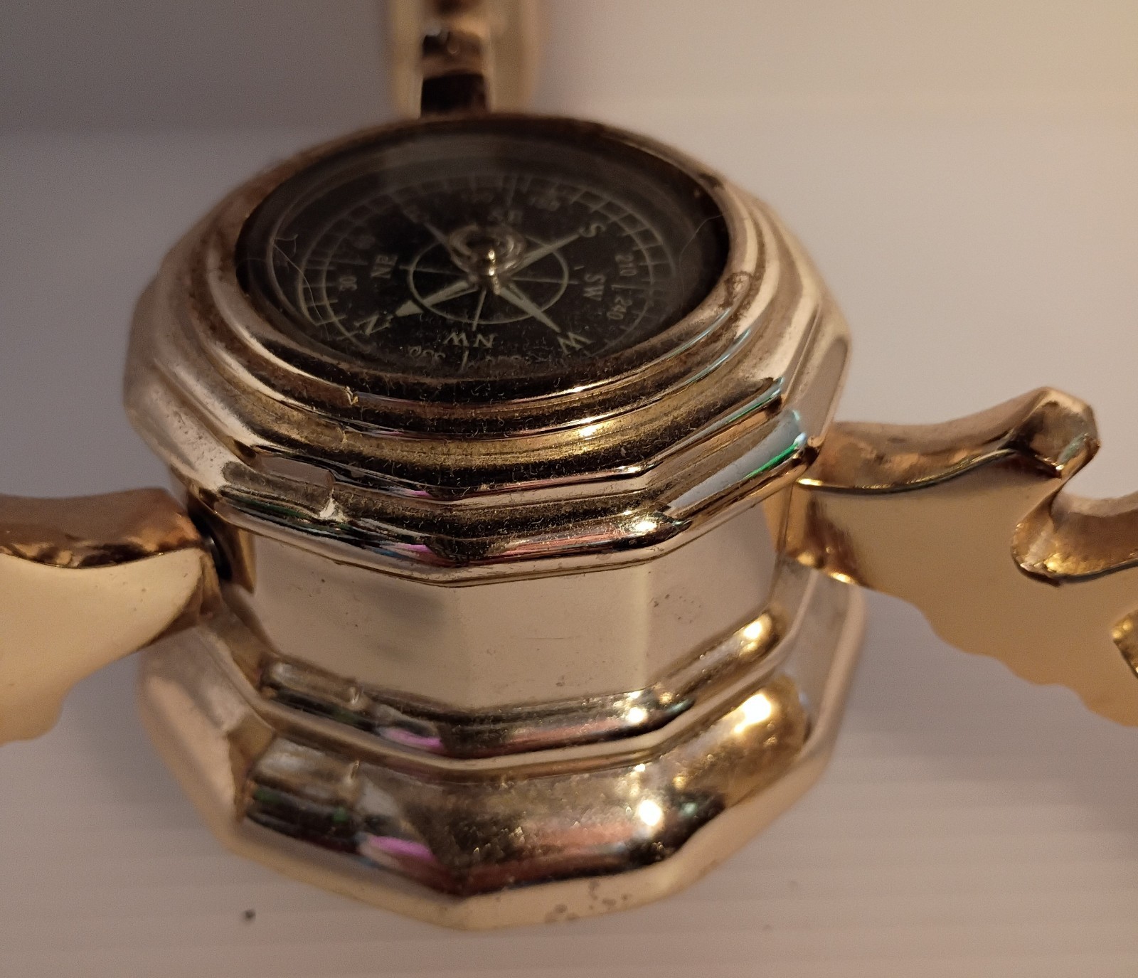 Tabletop Globe Lapis & Semi-Precious Gemstones Brass Stand Compass 10Lb 13.5″ T!