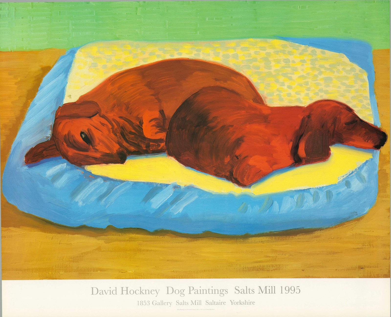 DAVID HOCKNEY Dog Painting 43 20.75″ x 25.5″ Offset Lithograph 1995 Pop Art Blue