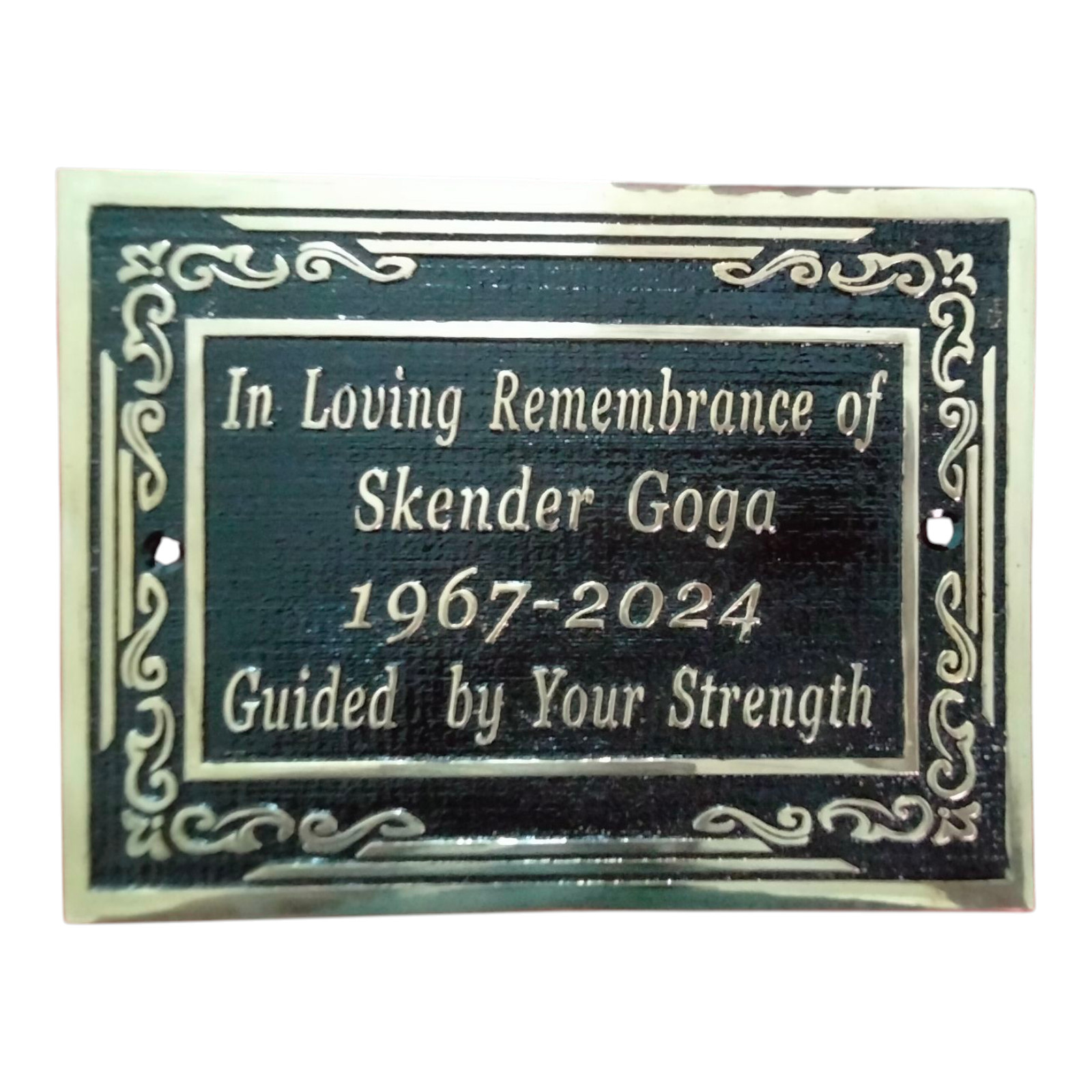 Solid Cast Brass Memorial Plaque personalized in full 3D Brass Lettering. Qualit