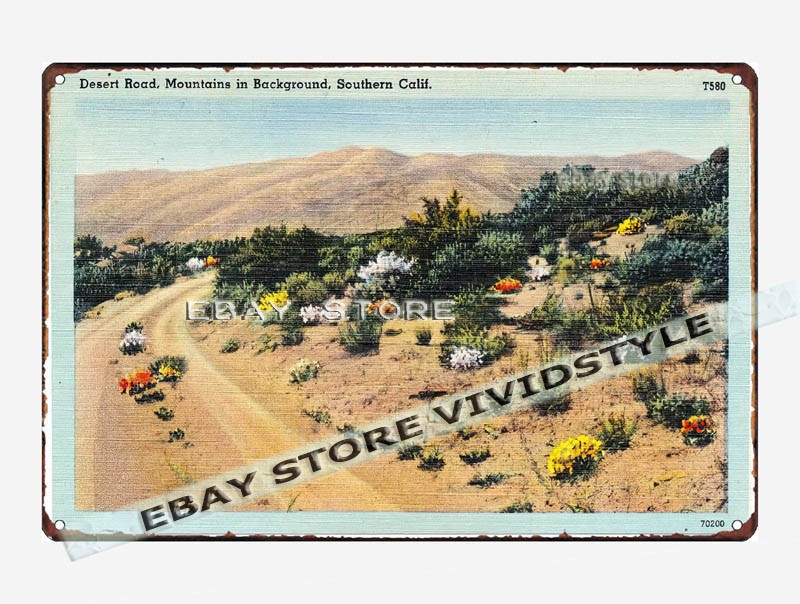tin sign 1930s-40s Desert Road Mountains Southern California decoration design
