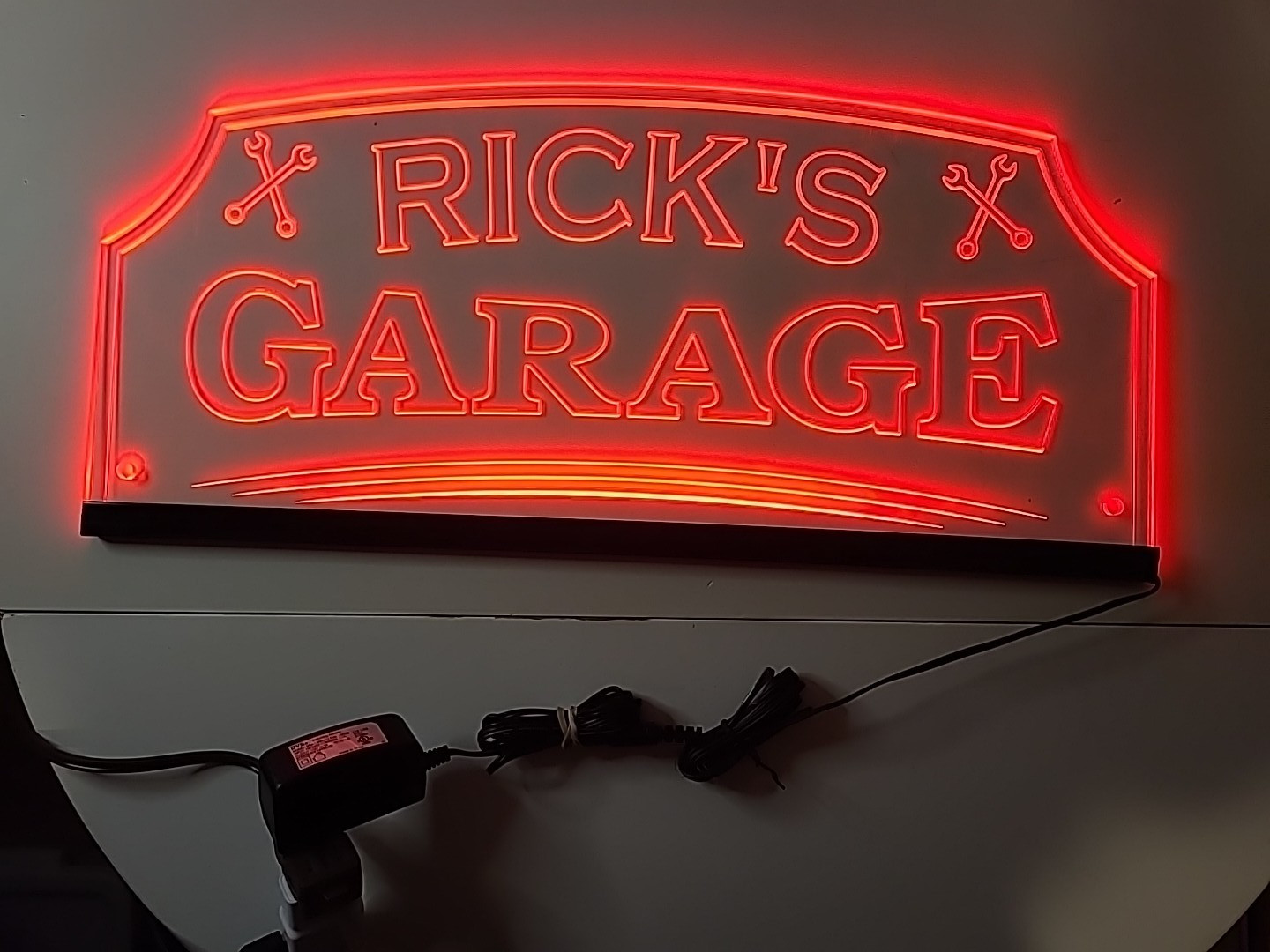 Neon Sign Custom Made Man Cave Sign Rick’s Garage Red Sign “9.25 x 20.5”