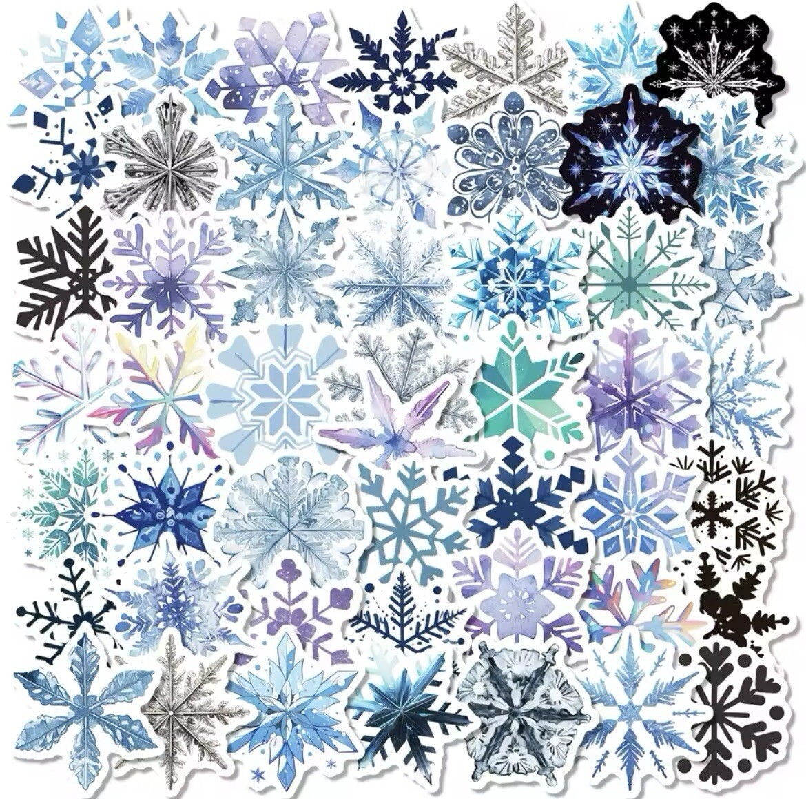 Snowflake Stickers 50pk Mixed Fun Snowflake Winter Themed Random Funny Stickers