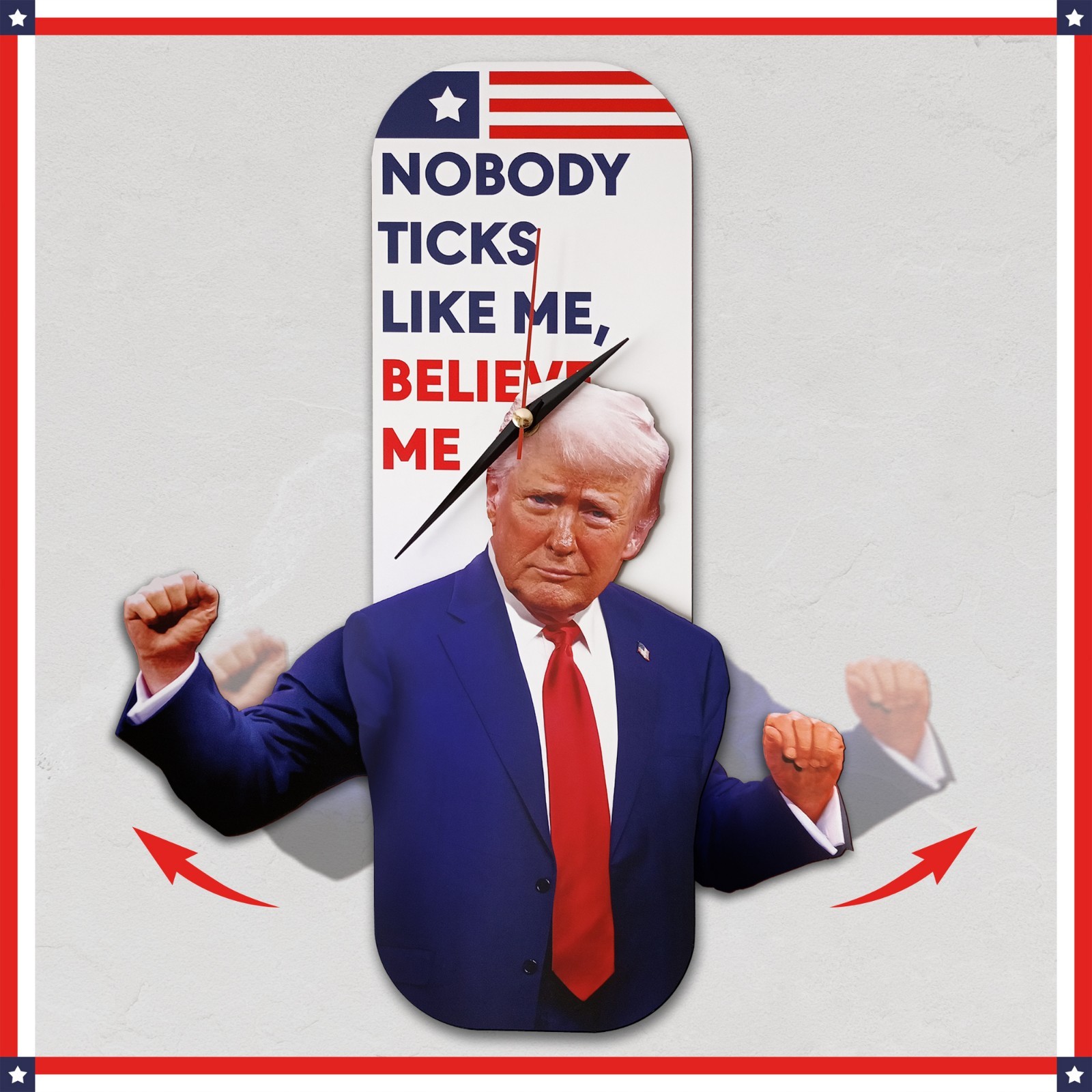 Donald Trump Wall Clock, Funny Dancing Trump Pendulum Clock, Trump Dance Clock