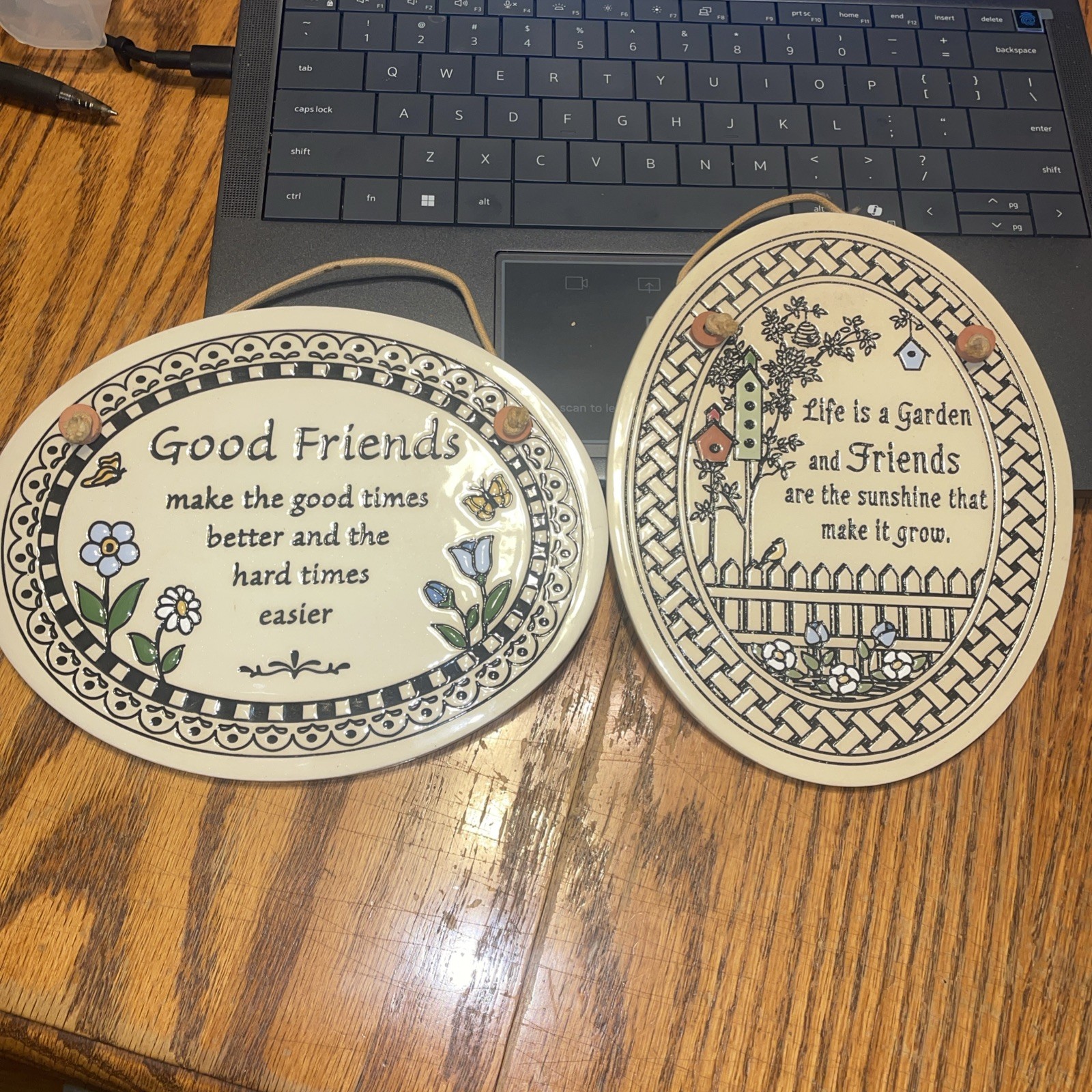 Trinity pottery Rice Lake Wisconsin wall hanging decoration Good friends plaques