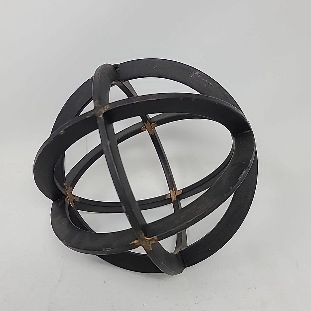 Iron Band Sphere Decorative Metal Black Gold Industrial Modern Home Office Decor