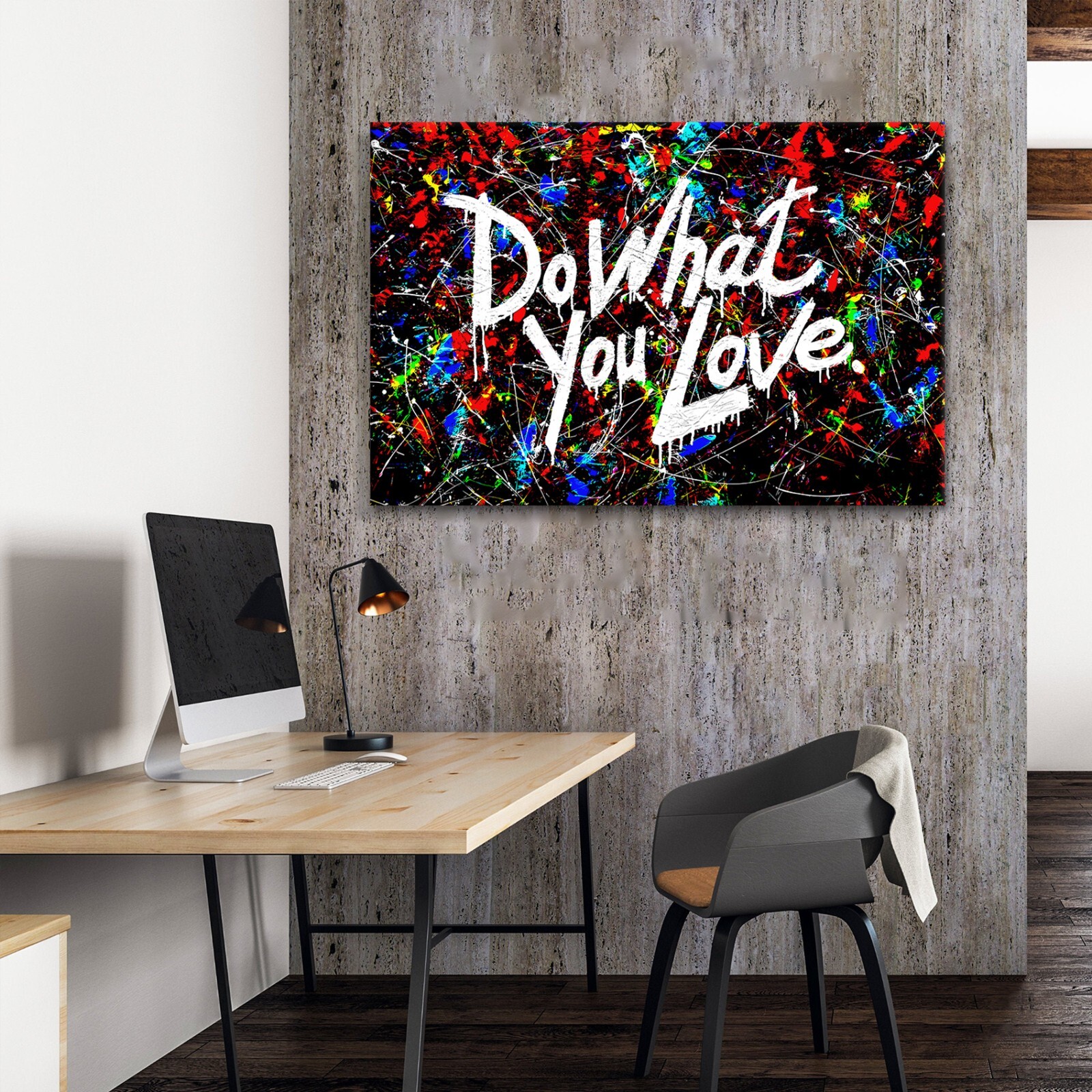 Colorful Abstract Canvas Wall Art BANKSY Do What You Love CANVAS Graffiti Print