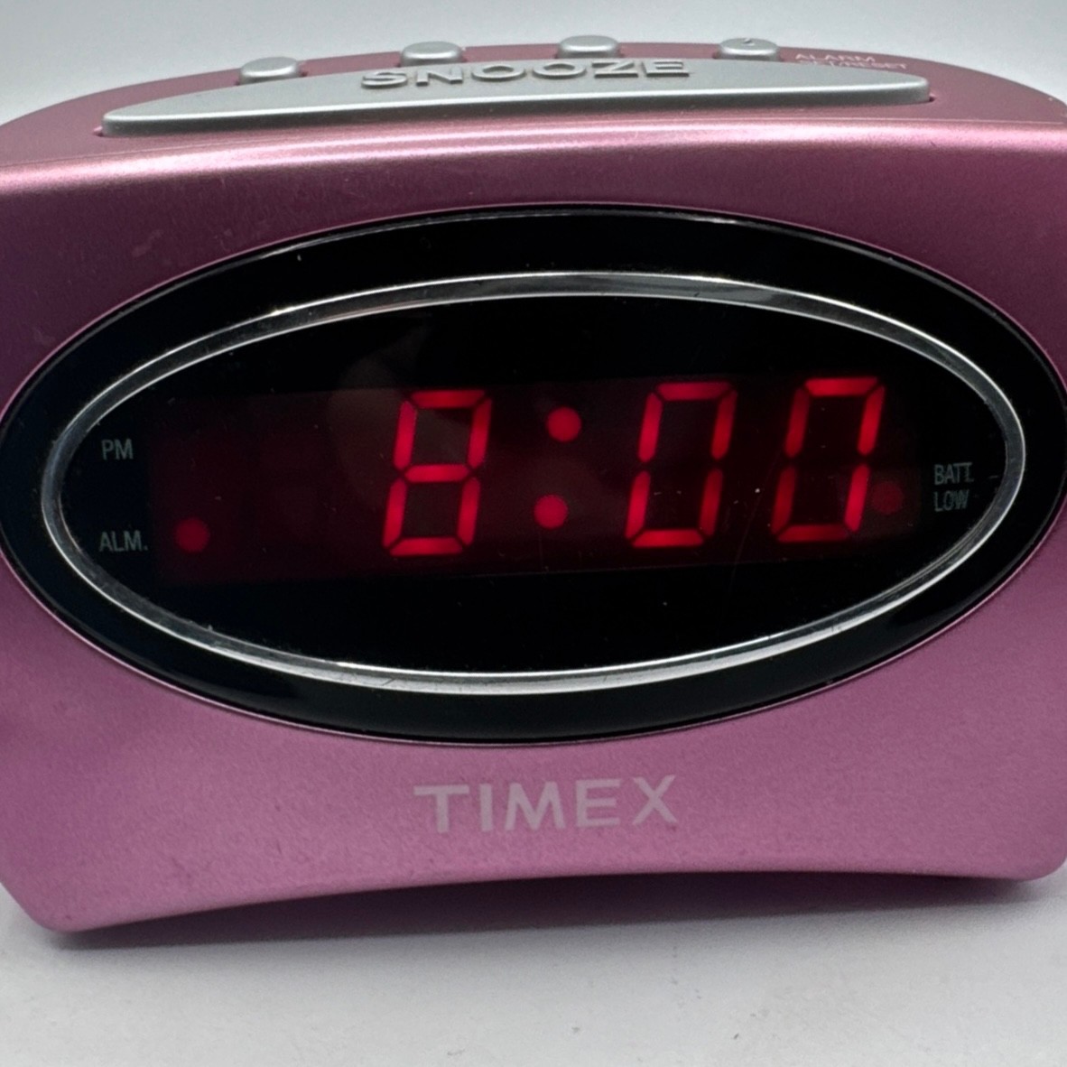 Timex Alarm Clock Hot Pink / Purple T101 Electric/Battery Backup – TESTED