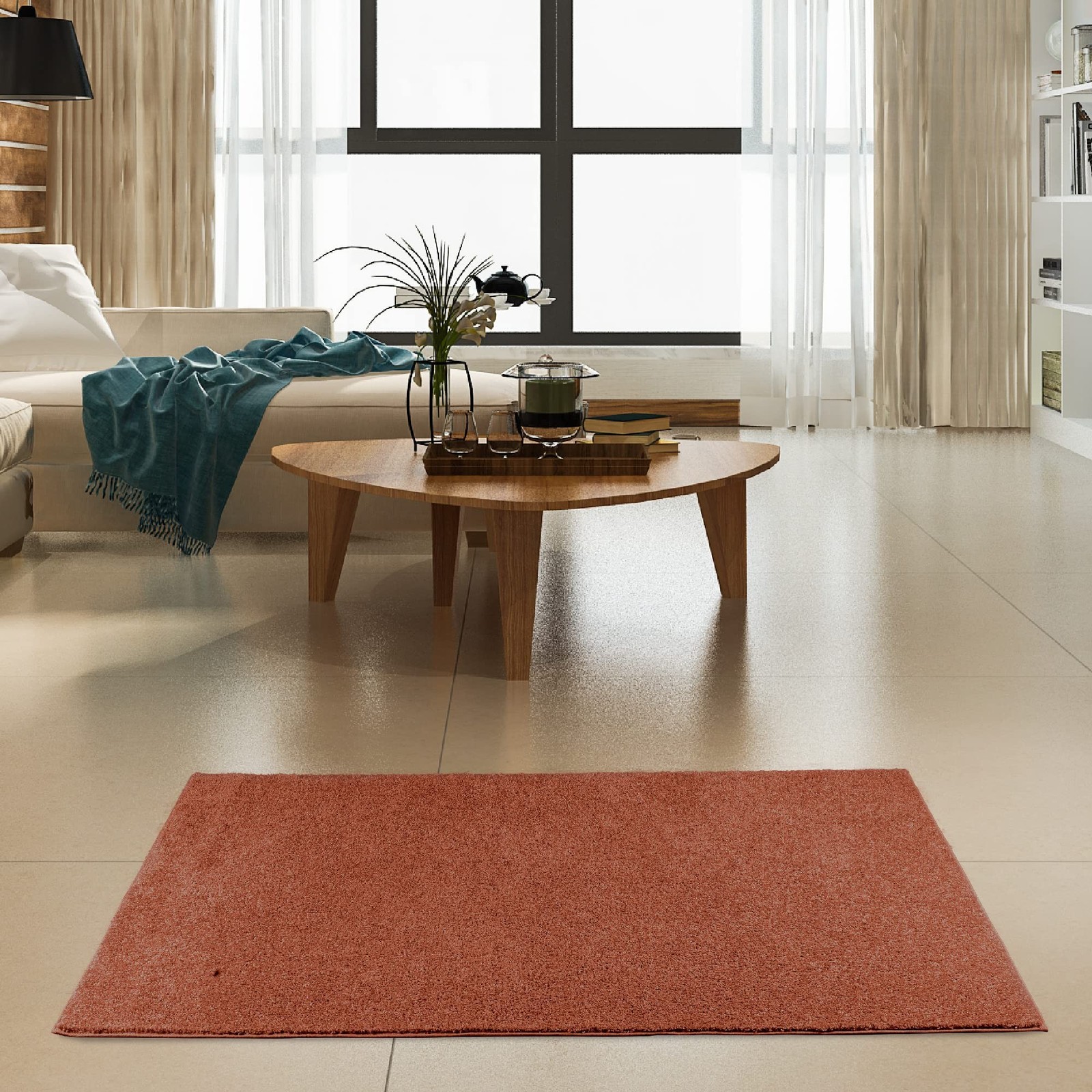 Ambiant Pet Friendly Solid Color Area Rugs Rust – 3′ x 5′ Rectangle, Indoor, …