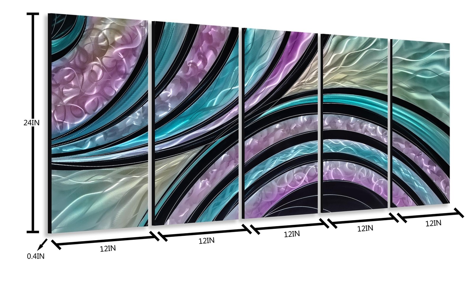 Colorful Aluminum 3D Abstract Wall Sculpture – Set of 5 Pieces