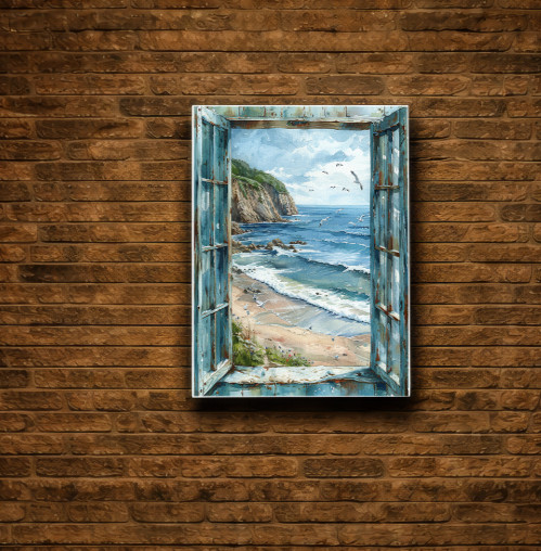 High Gloss Chromaluxe Wall Photo Panel Coastal Beach Window Artwork Shadow Mount