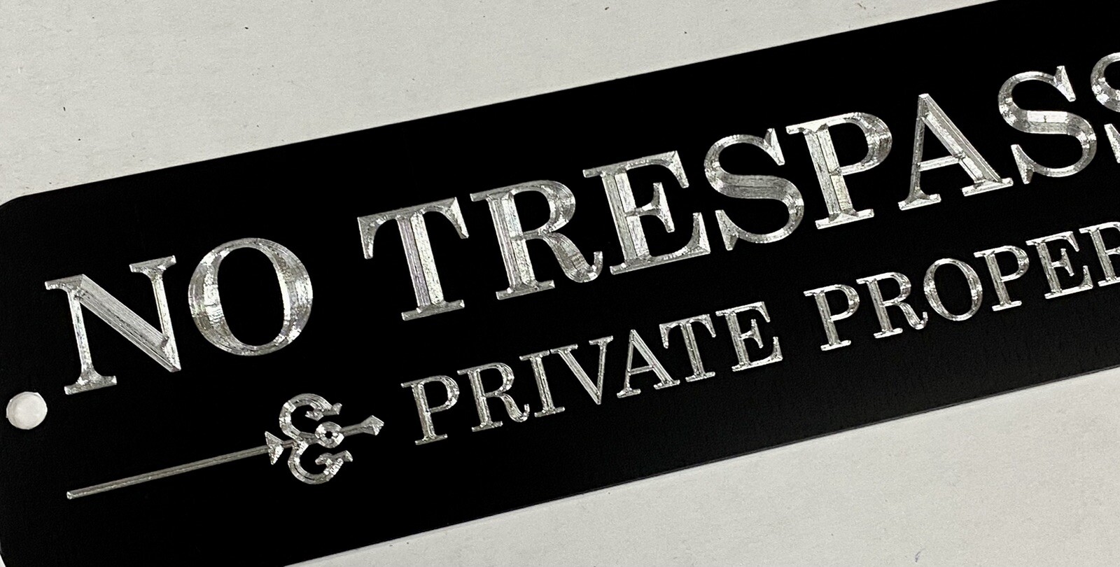 Engraved No Trespassing Private Property Diamond Etched Aluminum Metal 12×3 Sign