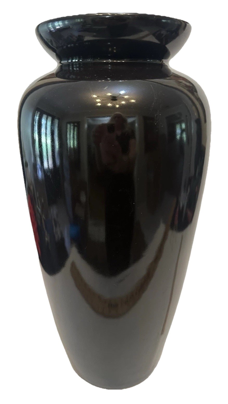 Large 16.25”Solid Black Porcelain Tung Chi Vase VTG NICE!! No Chips