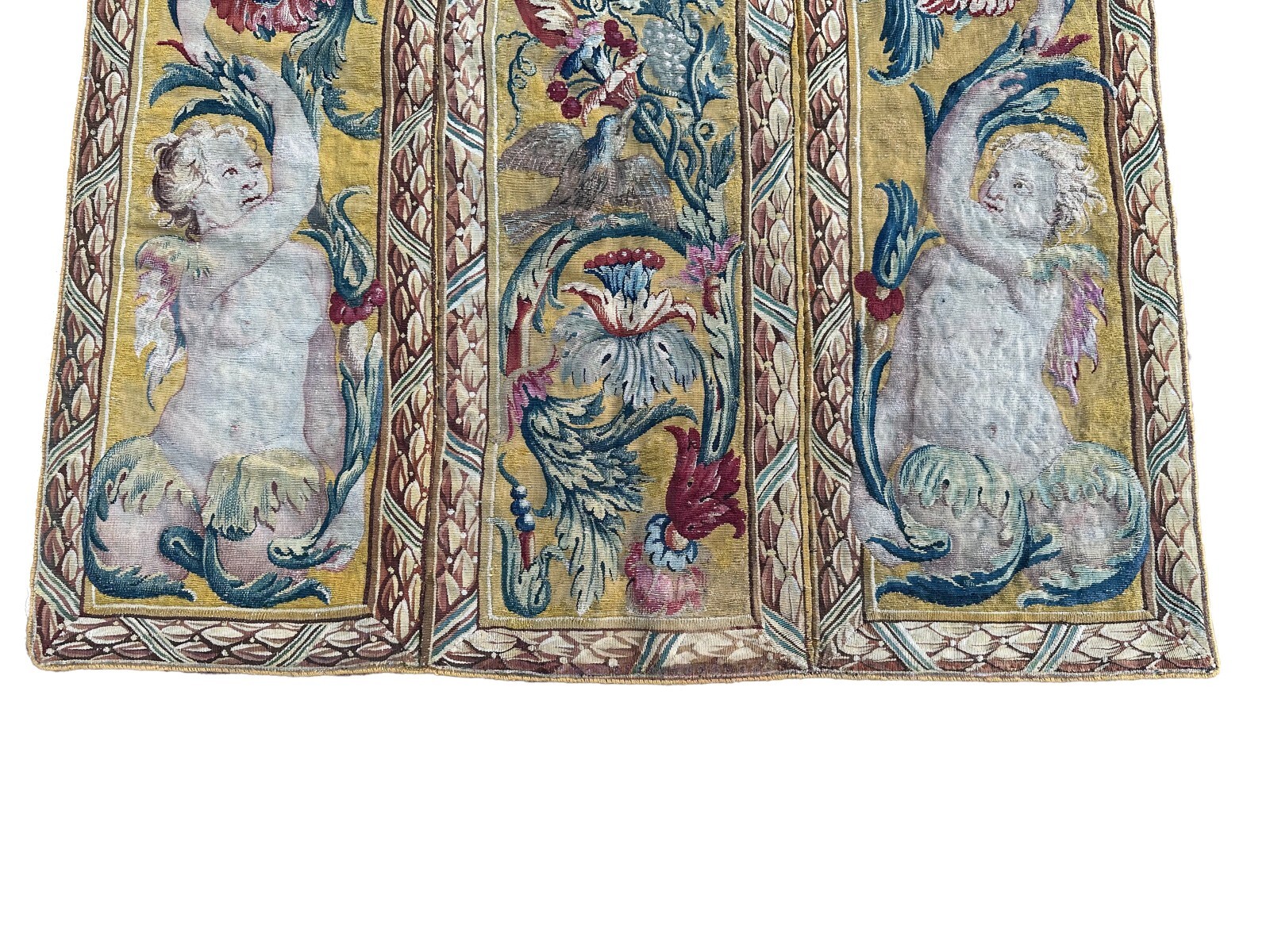 3×3 Extraordinary Antique French Beauvais Tapestry Louis XVI Silk 18th Century