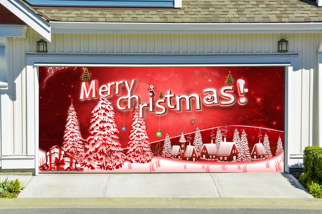 Custom Christmas Garage Door Covers 3D EFFECT Banners MURALS Billboard G64 16×8