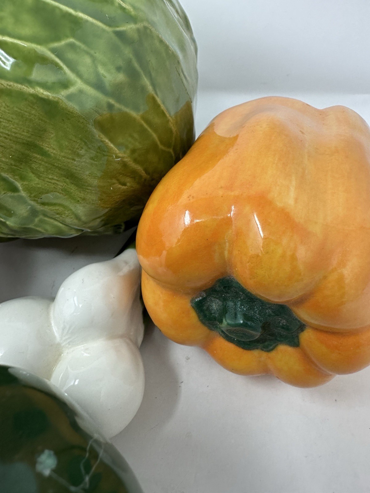 Vintage Hand Painted Ceramic Vegetables 5 Pieces Spring Onion Cabbage