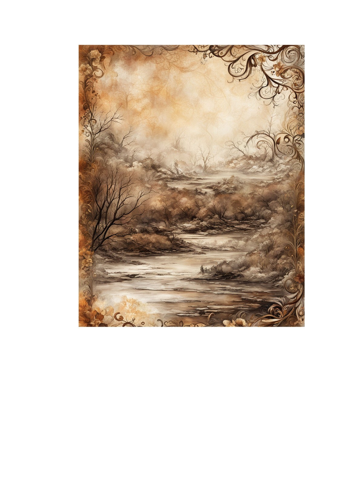 16×20 Desolate River Canvas Print Wall Art, Contemporary Wall Art