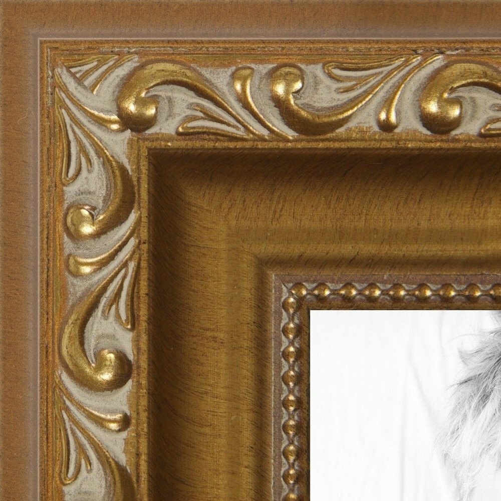 ArtToFrames Custom Picture Poster Frame Gold with beads 1.4″ Wide Wood