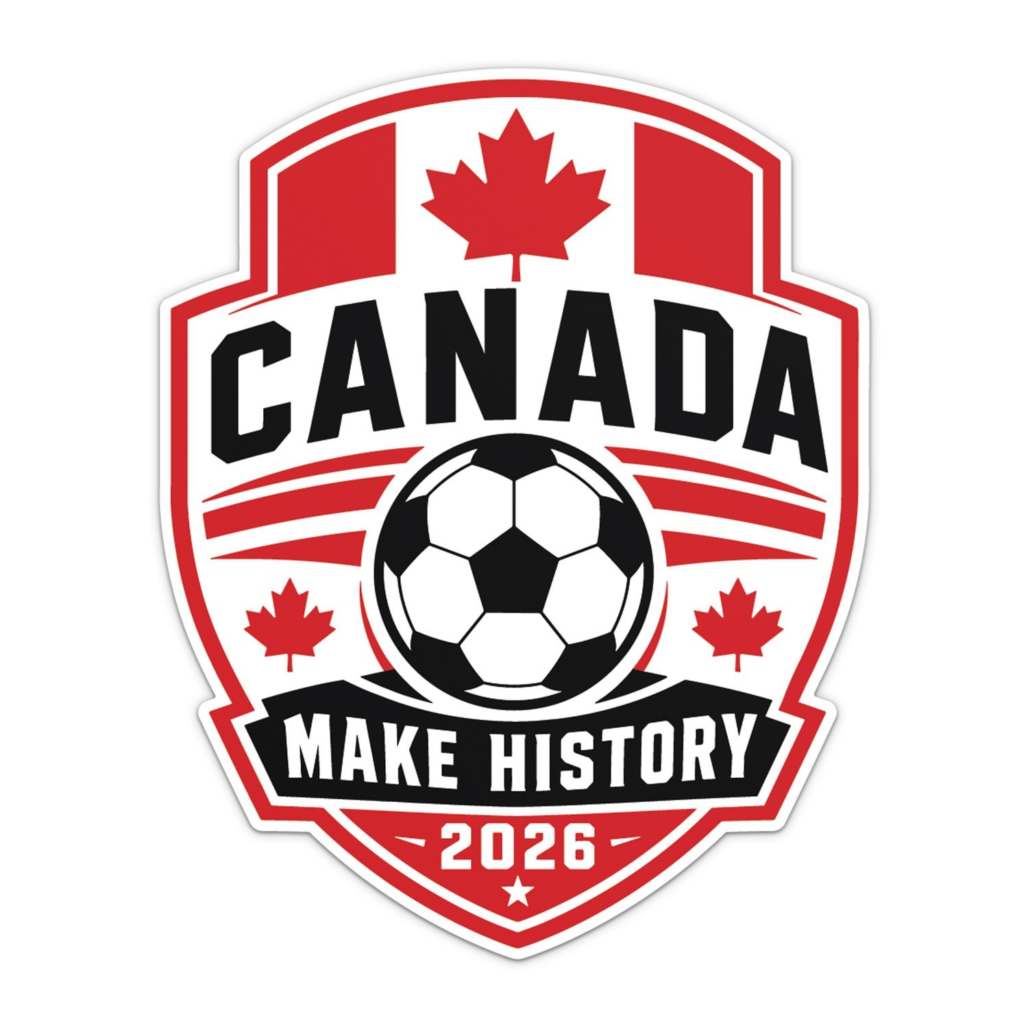 Canada Flag Football Soccer World Cup 2026 Make History Sticker Car Bumper Vinyl
