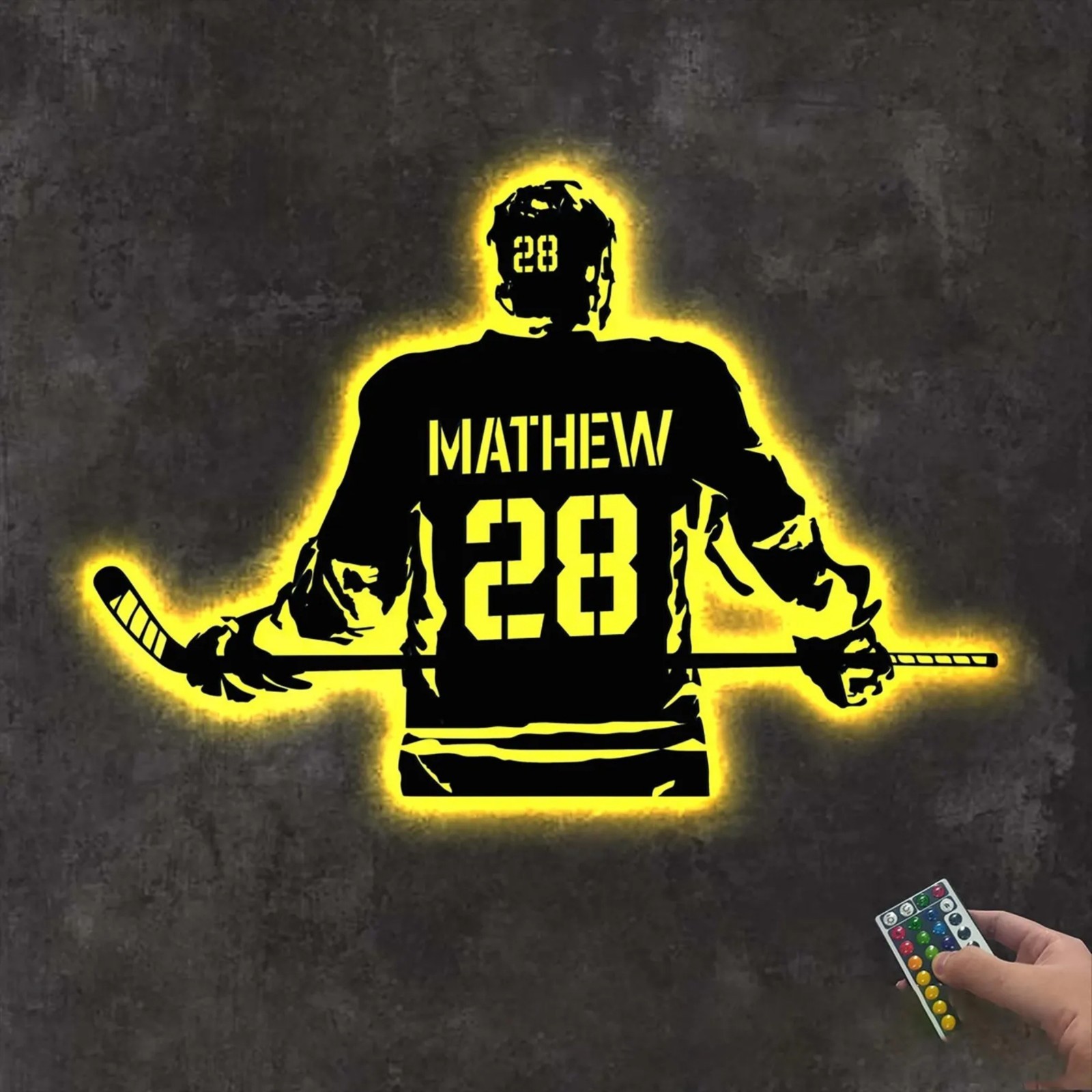 Custom Hockey LED Metal Sign, Personalized Hockey Boy Name Decor