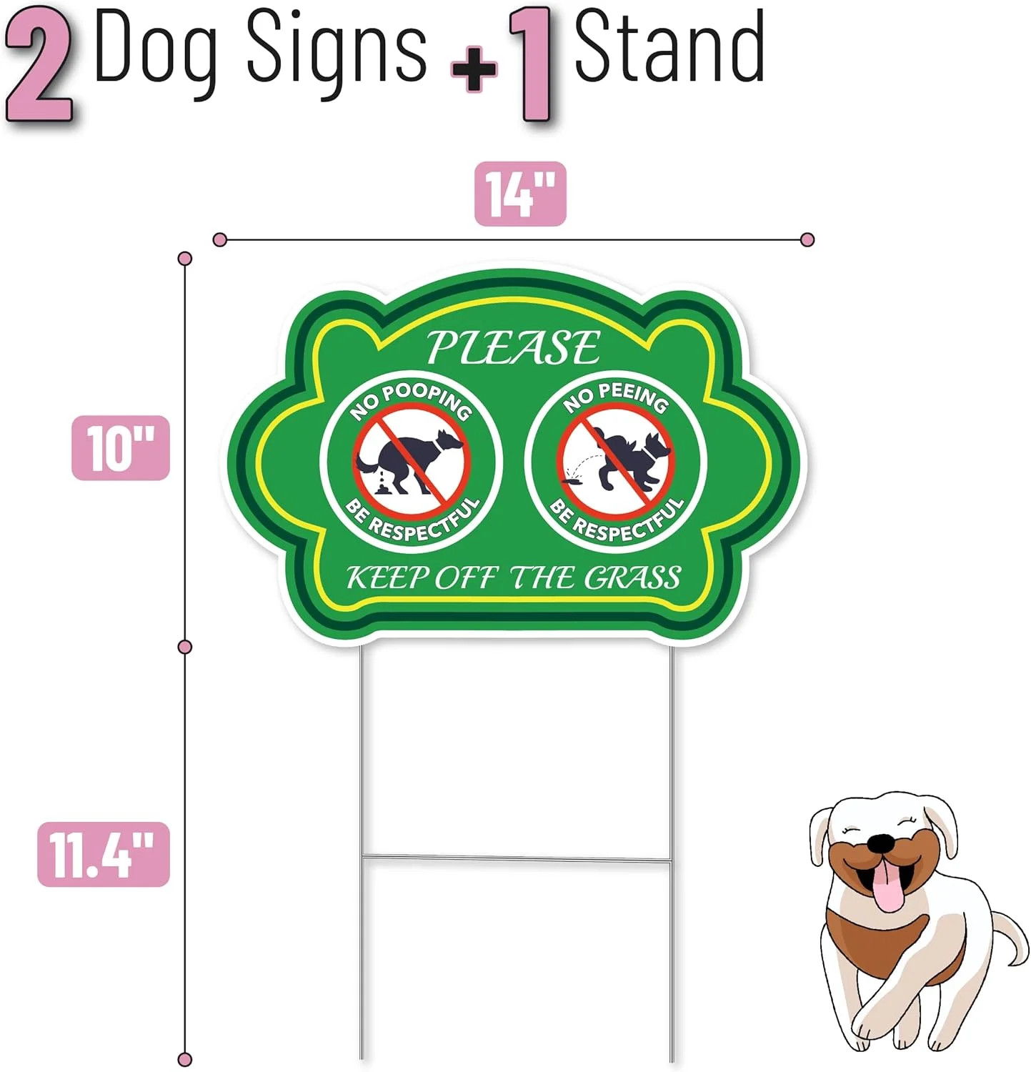 No Peeing and No Pooping Dog Sign, 2 Pack with 1 Metal Stake, DoubleSided, W…