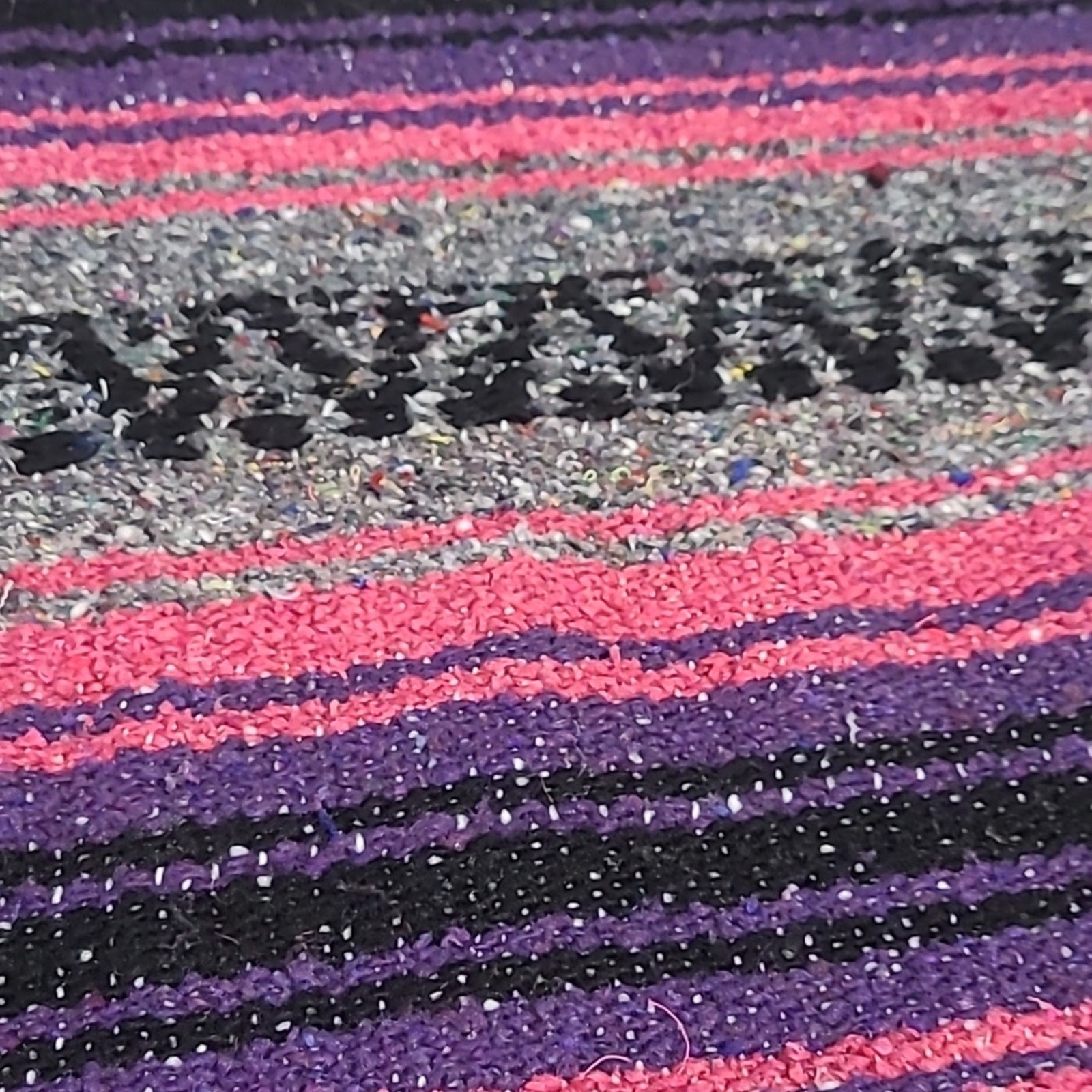 Artesanias Mikey Mexican Throw Blanket Woven Pink Purple Black White 48″ x 75″