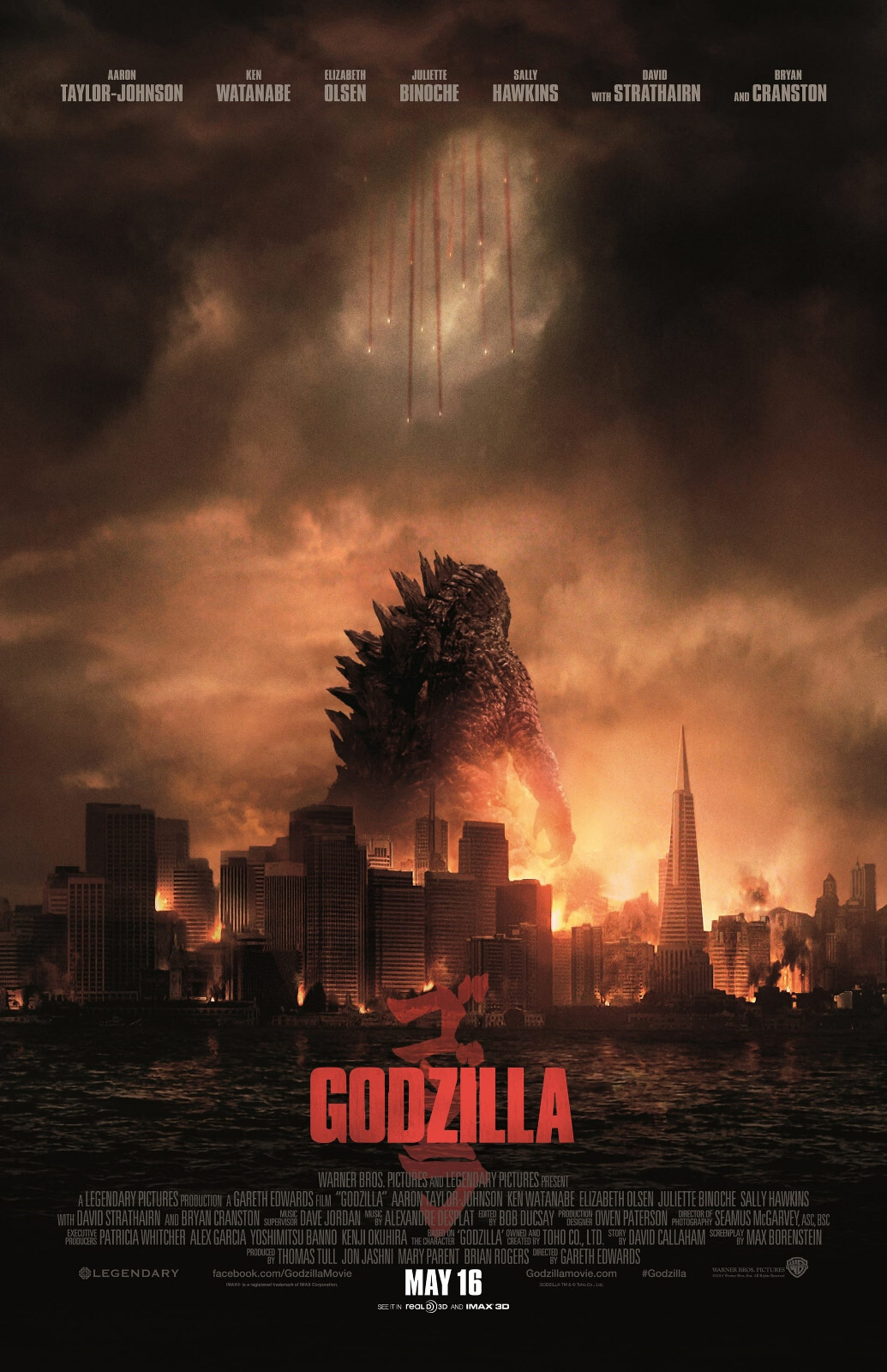 AA1642 Godzilla Film By Gareth Edwards 2014 City Movie Poster 11×17