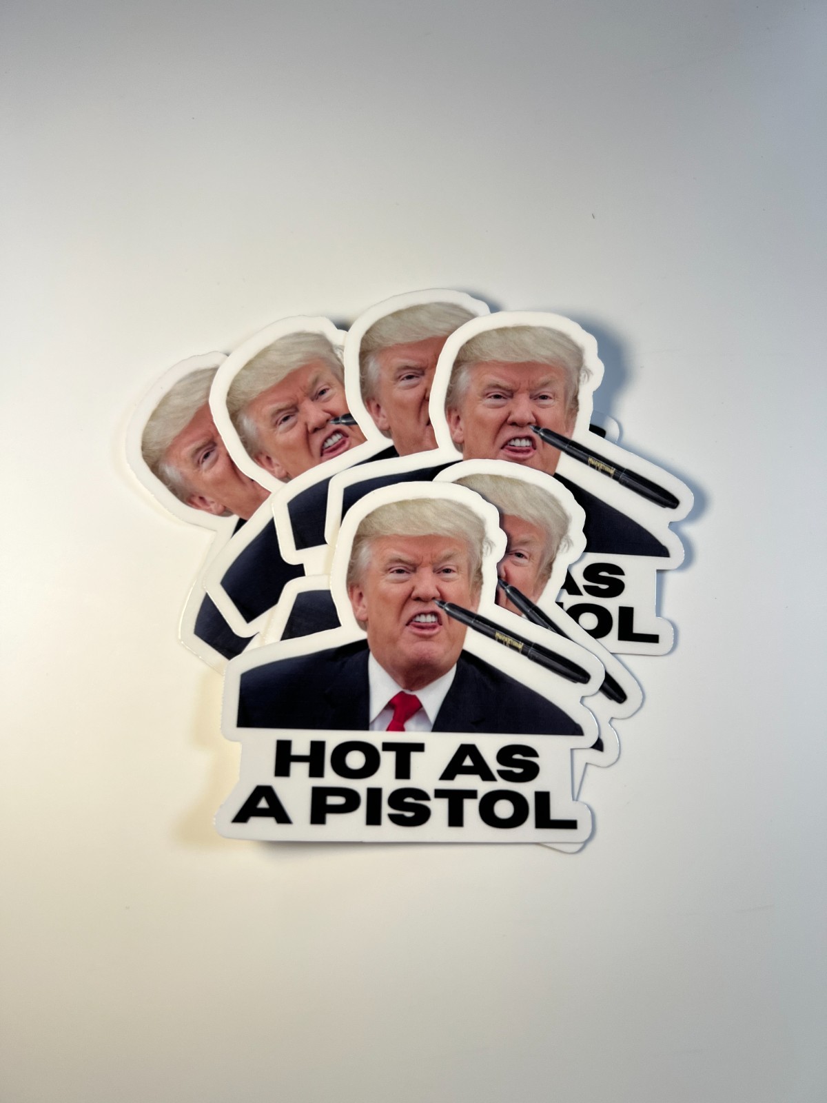 Trump Stickers “HOT AS A PISTOL” MEME Gas Pump Waterproof Vinyl NEW 1/10/50/100