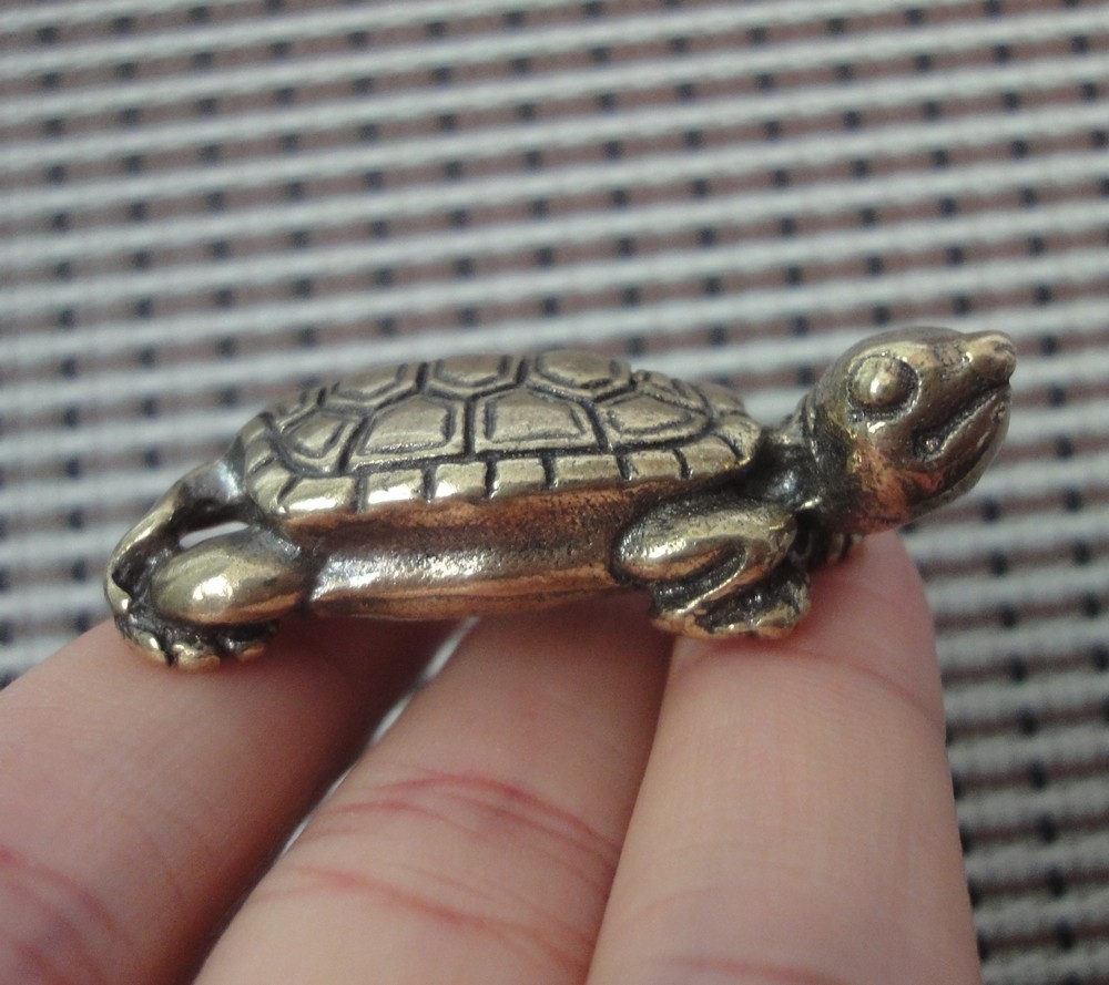 Solid Brass Turtle Decorative Figurine Small Animal Bronze Color Statue