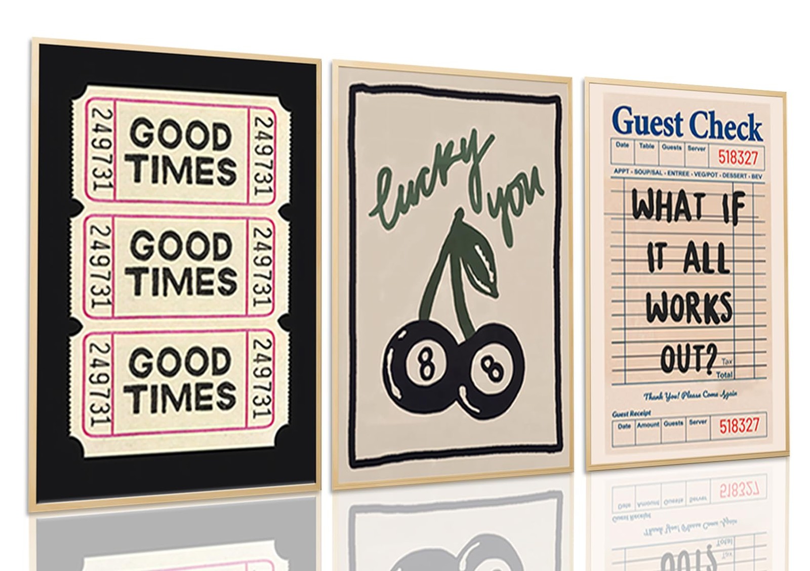 What If It All Works Out Quote Wall Art Set of 3, Retro Good Times Trendy Pic…