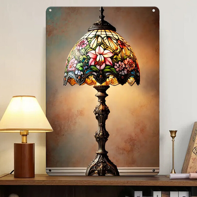 Classic Vintage Floral Table Lamp Metal Sign 2D Indoor/Outdoor Decorative Signs